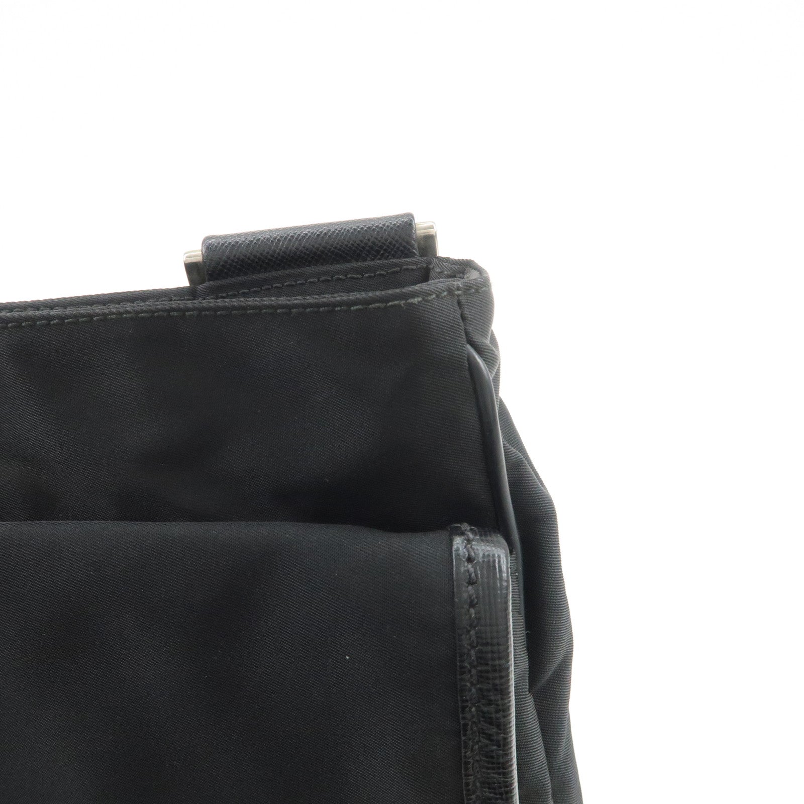 PRADA Nylon Saffiano Leather Shoulder Crossbody Bag Black VA0269