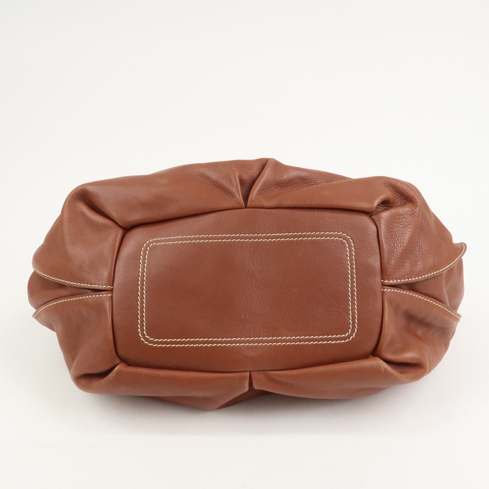 CELINE Logo Leather Bittersweet Shoulder Bag Tote Bag Brown