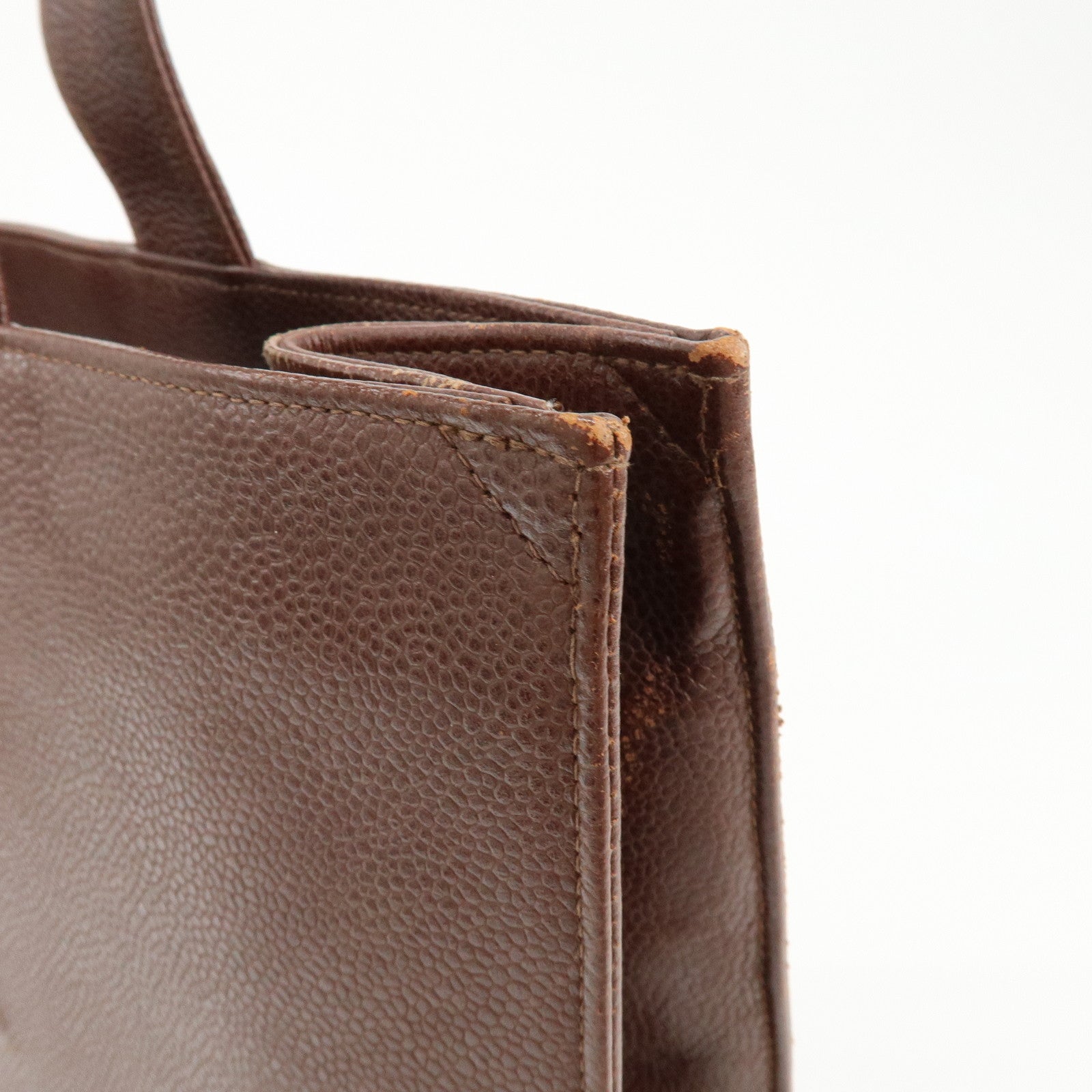 CHANEL COCO Mark Caviarskin Tote Bag Shoulder Bag Brown
