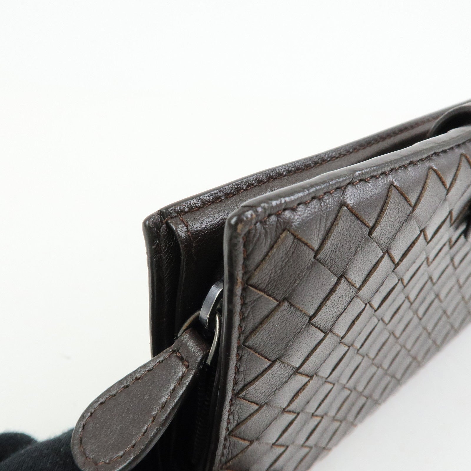 BOTTEGA VENETA Intrecciato Leather Bi-fold Long Wallet Brown