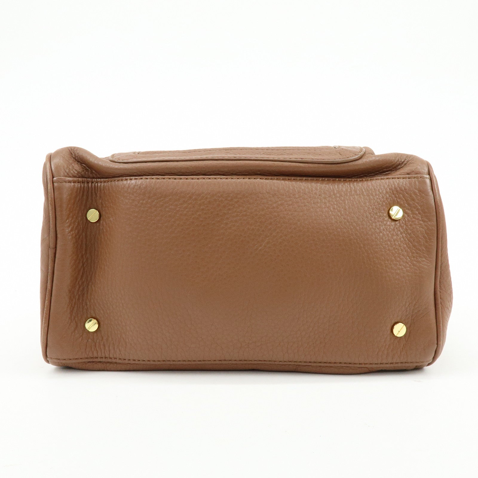 TORY BURCH Double T Leather 2Way Bag Hand Bag Mini Boston Bag Brown