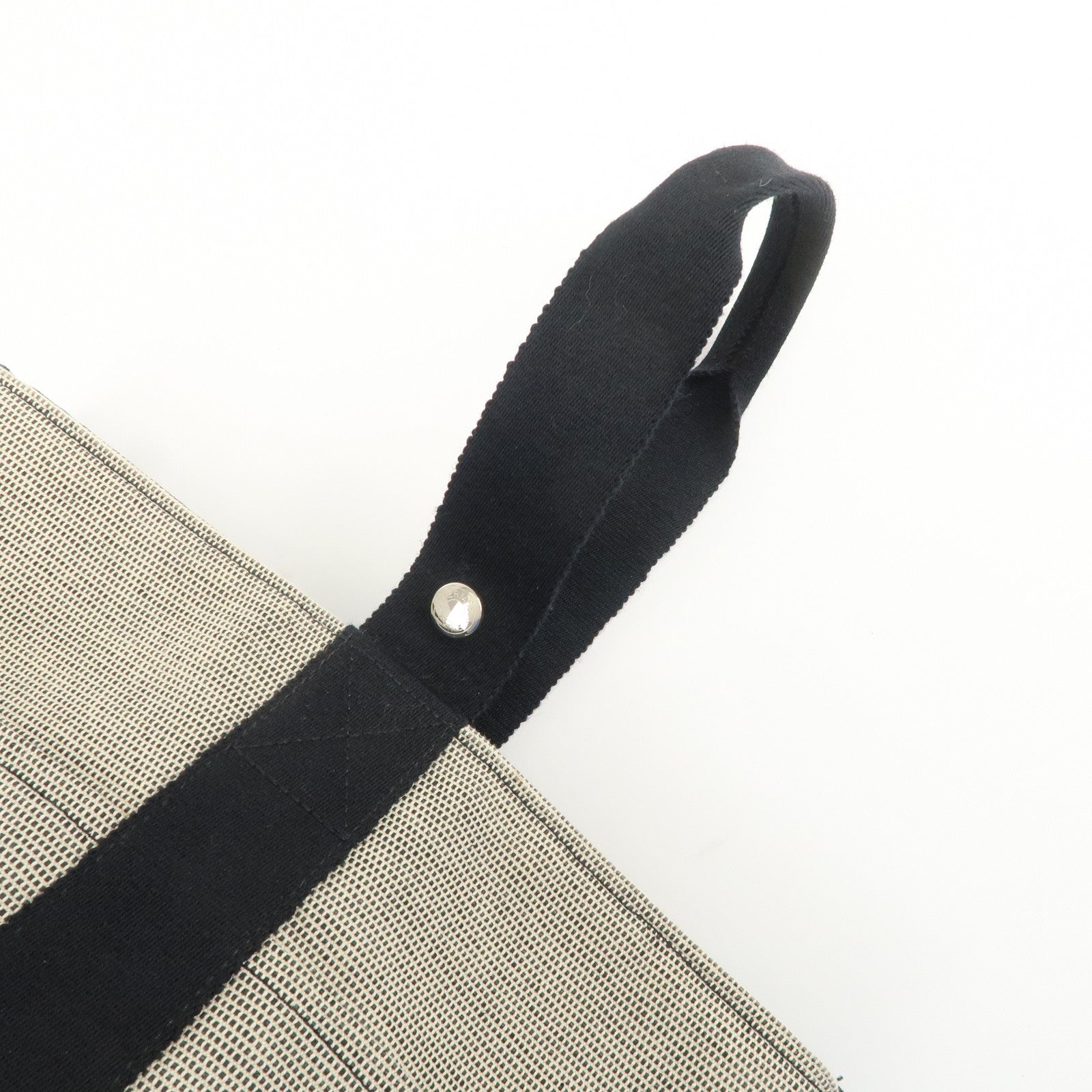 HERMES Saxo MM Toile H Hand Bag Bucket Bag Ivory Black