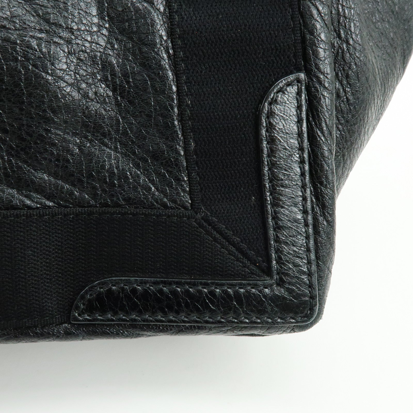 BALENCIAGA Navy Cabas Leather Small Tote Bag Black 339933