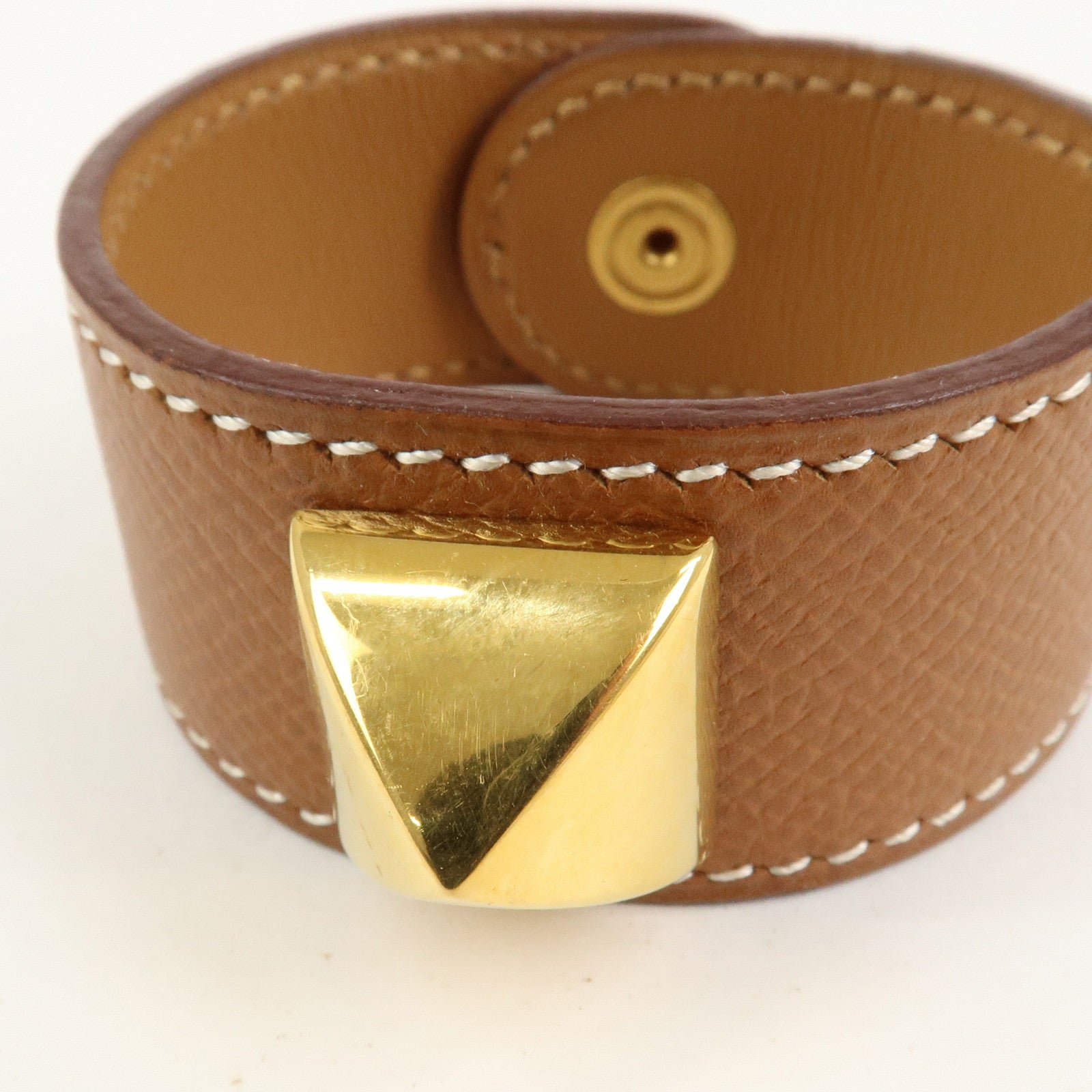 HERMES Medor Leather Bracelet Brown