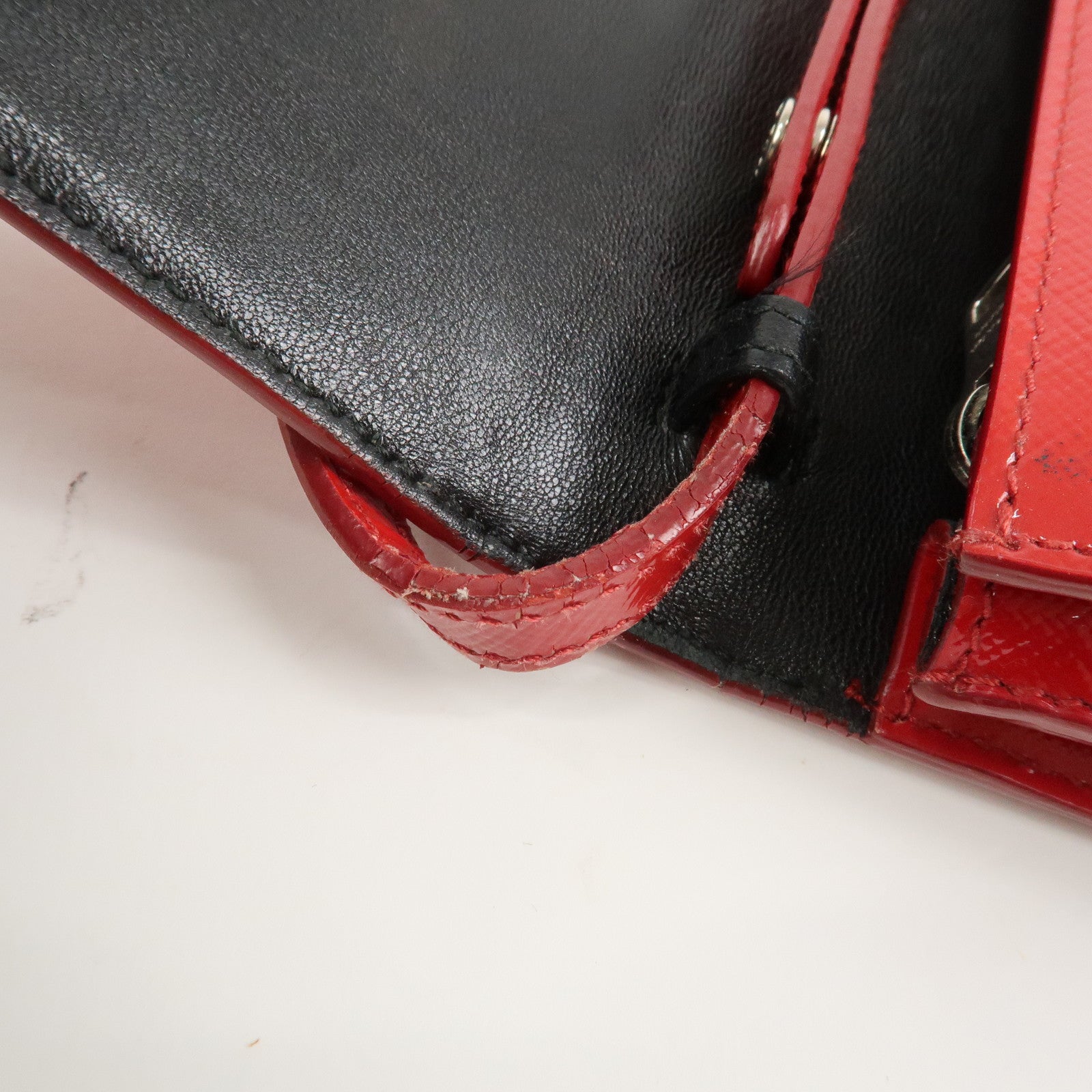 PRADA Saffiano Leather 2Way Mini Shoulder Bag Clutch Bag Red BT1031