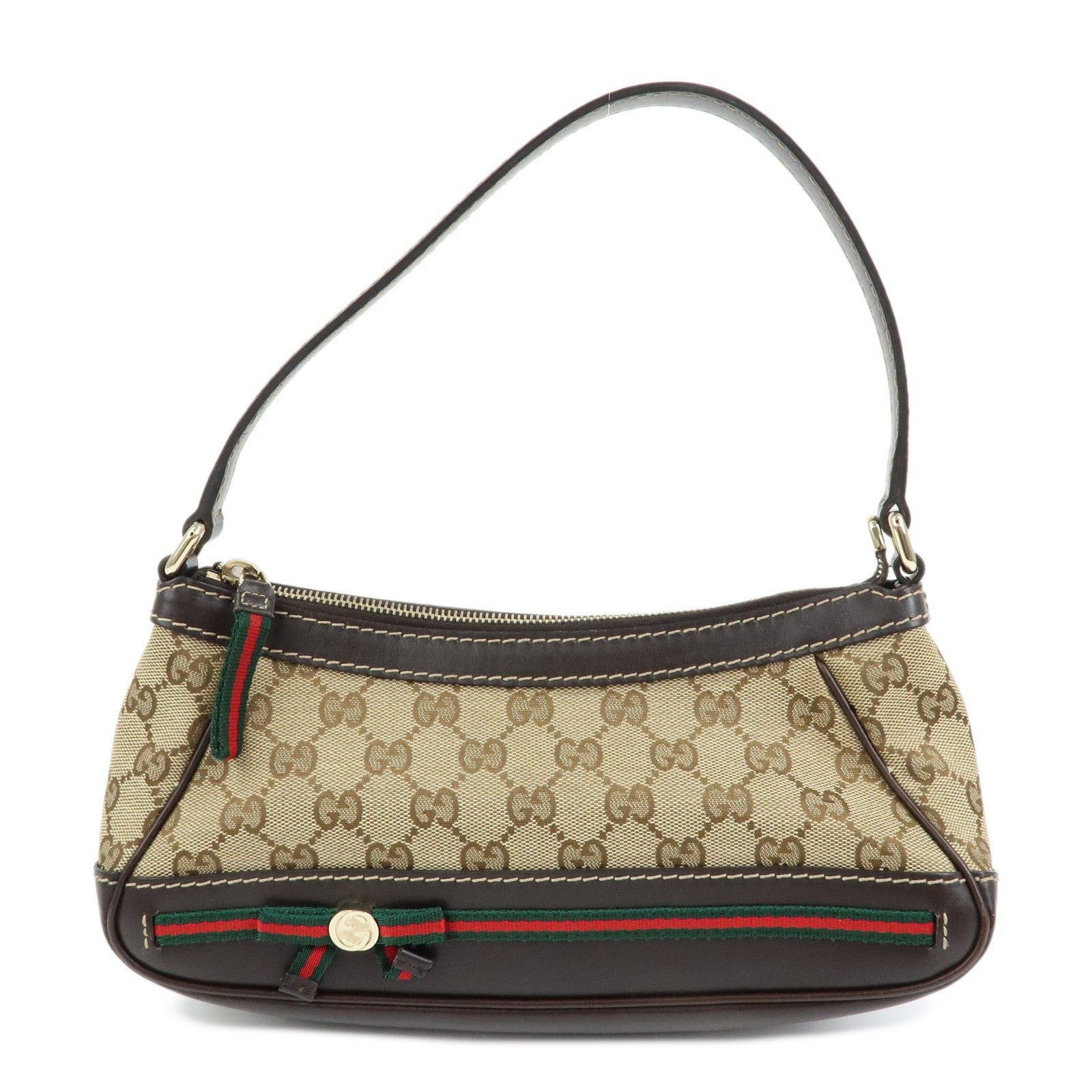 GUCCI Mayfair Sherry GG Canvas Leather Shoulder Bag Beige 269893