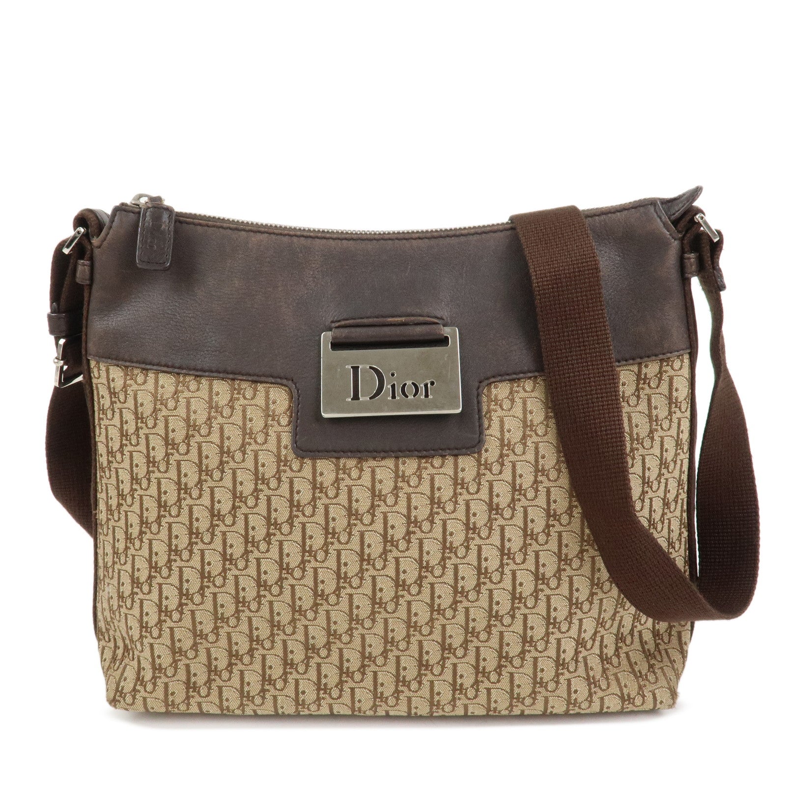 Christian Dior Street Chic Trotter Canvas Leather Shoulder Bag