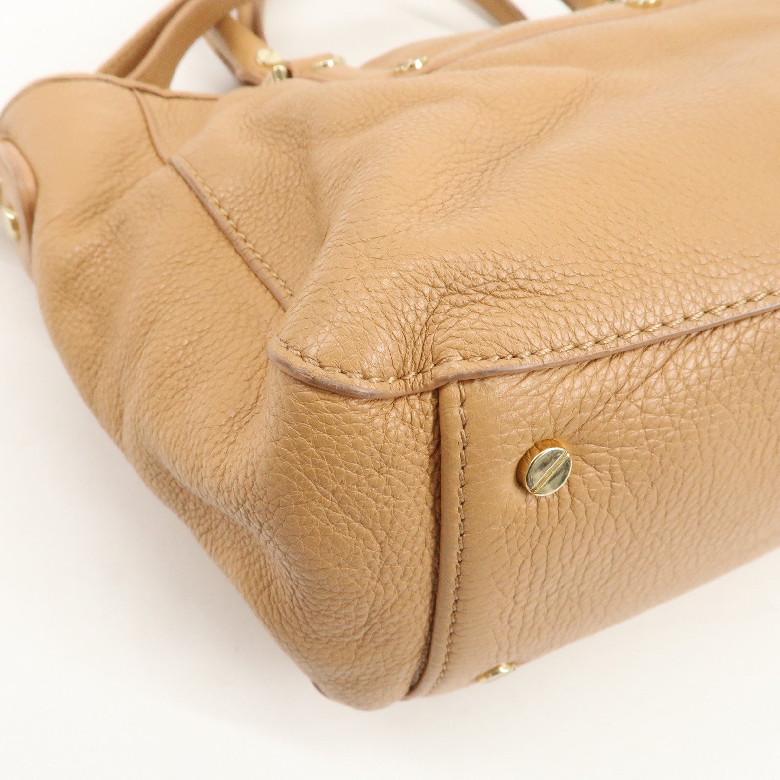 TORY BURCH Logo Leather 2Way Bag Shoulder Bag Hand Bag Brown