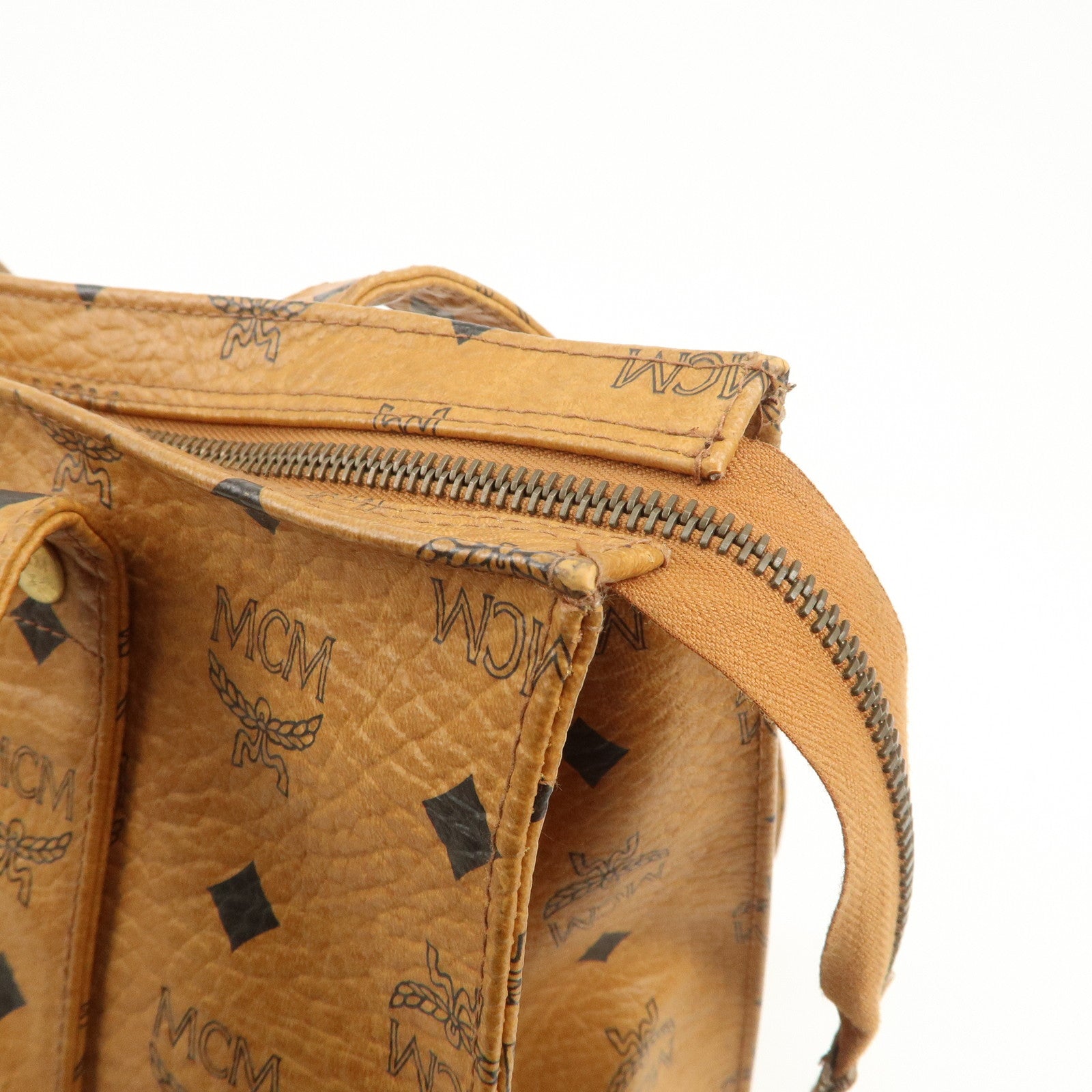 MCM Visetos Leather Shoulder Bag Tote Bag Brown