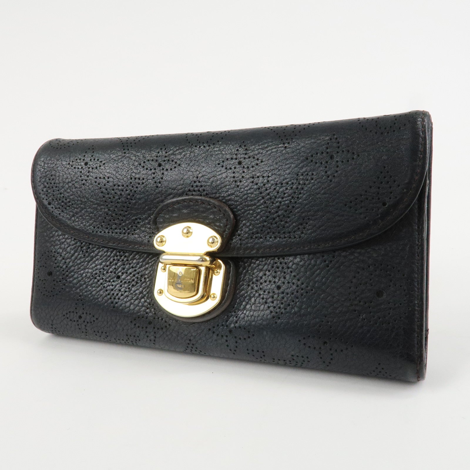Louis Vuitton Monogram Mahina Portefeuilles Amelia Wallet Noir M95549 Used