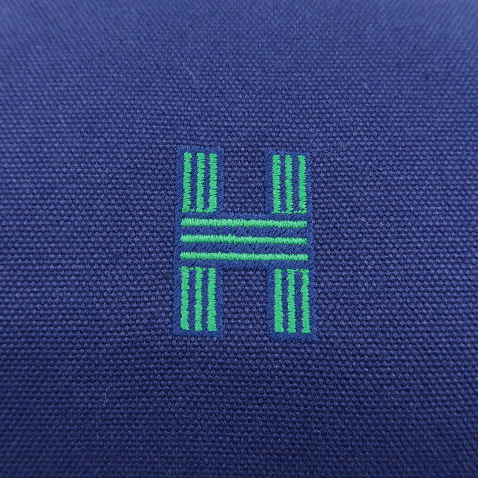 HERMES Bride A Brac PM Canvas Leather Hand Bag Pouch Navy Green