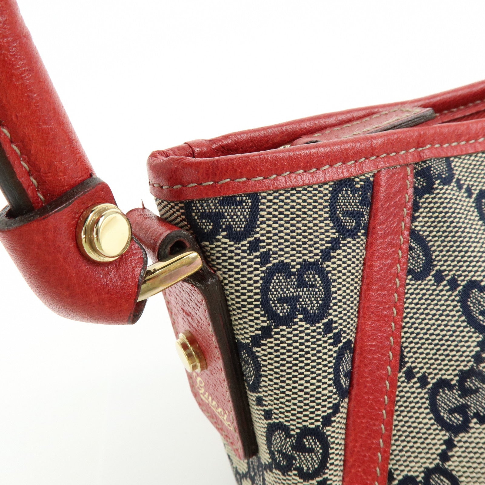 GUCCI Abbey GG Canvas Leather Shoulder Hand Bag Beige Red 130939