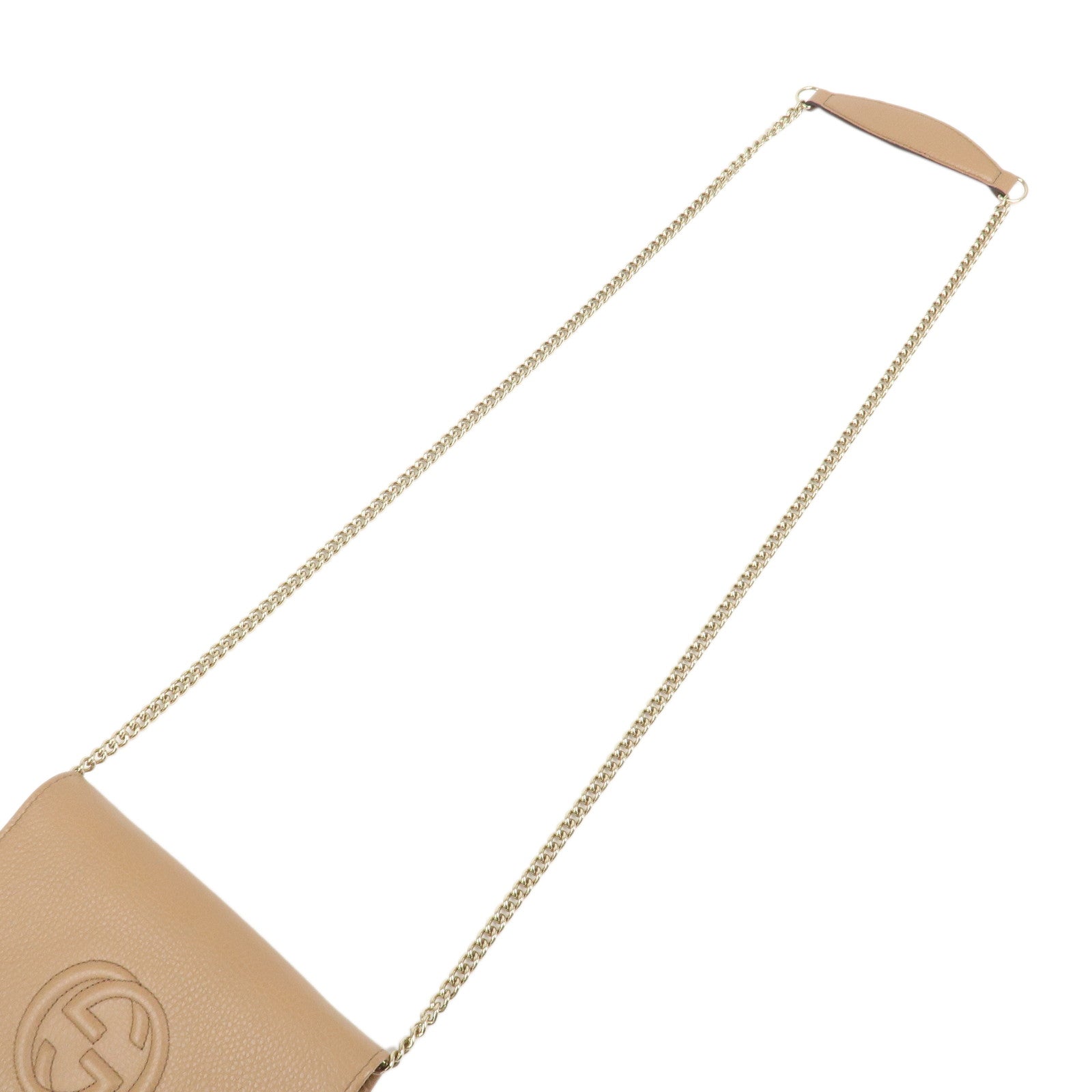 GUCCI SOHO Leather Chain Shoulder Bag Wallet Light Brown 598211