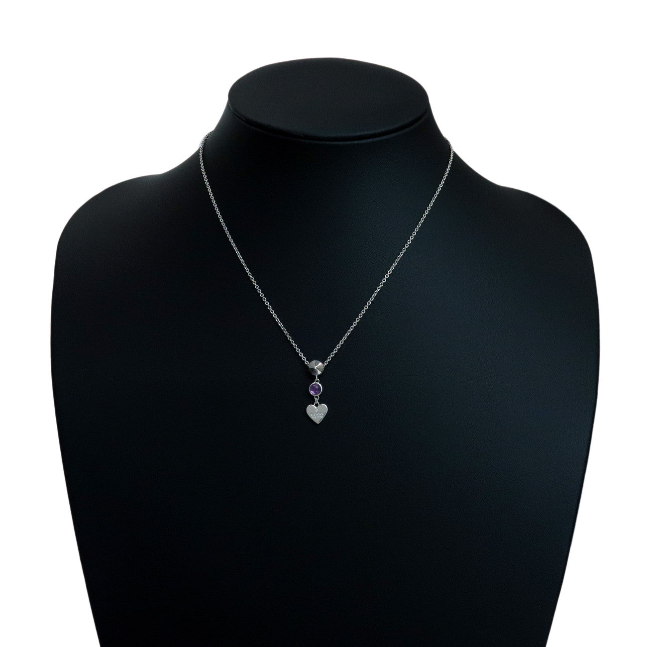 GUCCI Heart Nacklace Amethyst SV925 Silver 325871