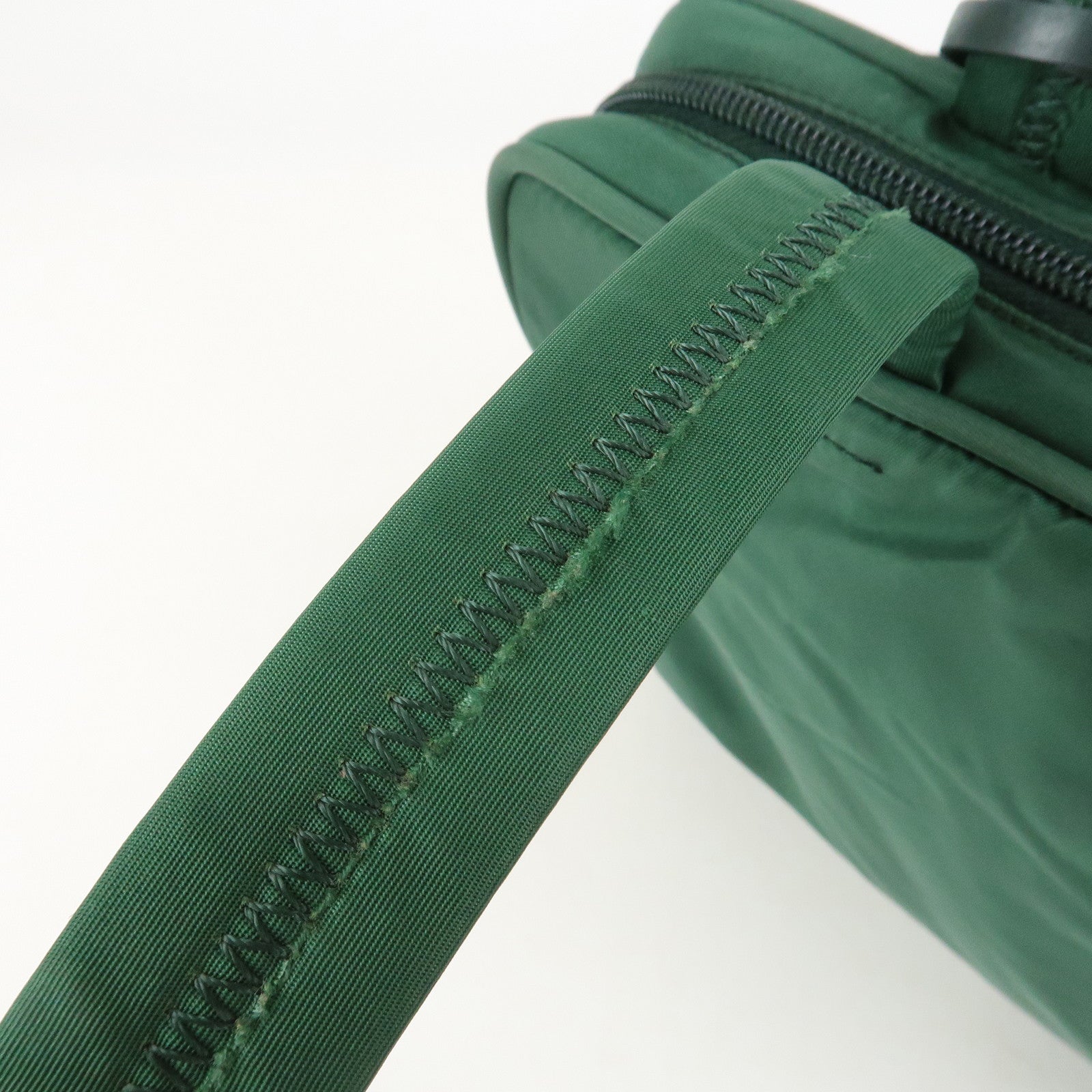 PRADA Triangle Logo Nylon Leather Tote Bag Shoulder Bag Green