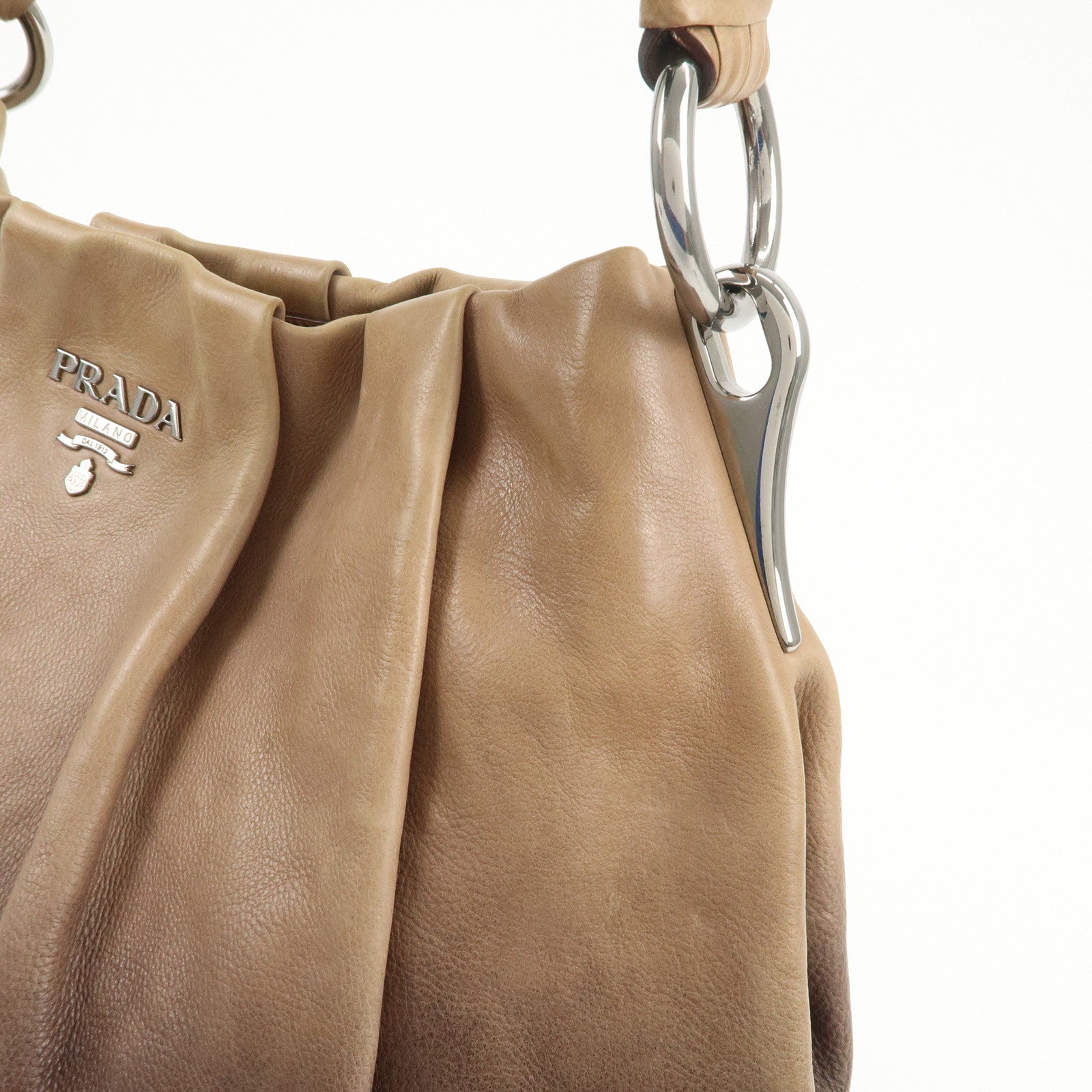 PRADA Leather Gradation Shoulder Bag Brown BR4070