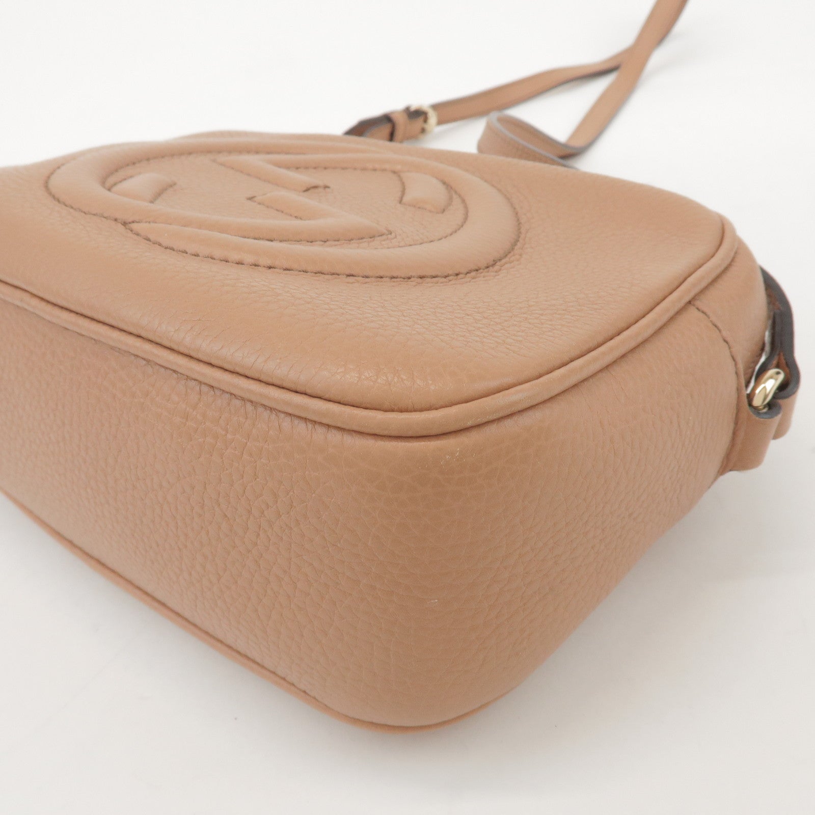 GUCCI SOHO Interlocking G Leather Shoulder Bag Beige 308364