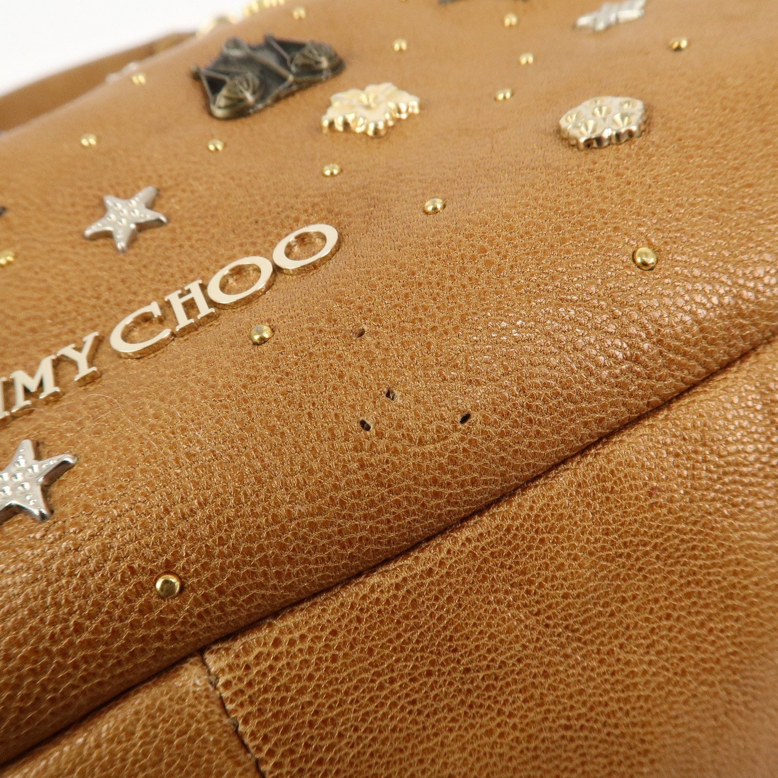 JIMMY CHOO Zodiac Sky Bag Leather Shoulder Bag Light Brown