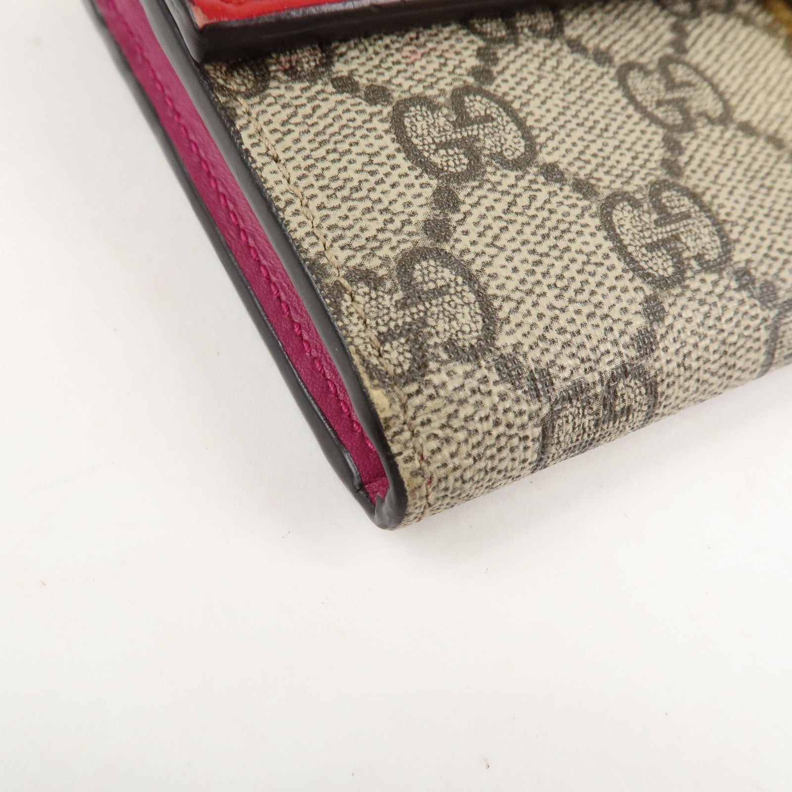 GUCCI GG Supreme Leather Canvas Padlock Chain Long Wallet 453506