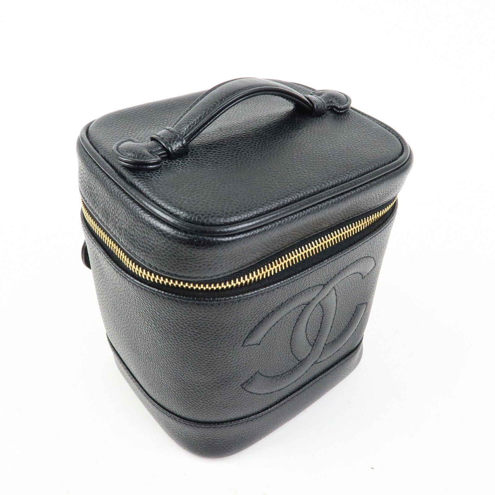 CHANEL COCO Mark Caviarskin Vanity Bag Hand Bag Black A01998