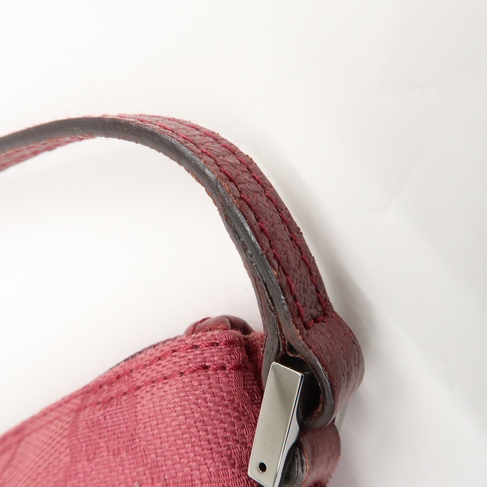 GUCCI Boat Bag GG Monogram Canvas Leather Hand Bag Pouch Pink 07198