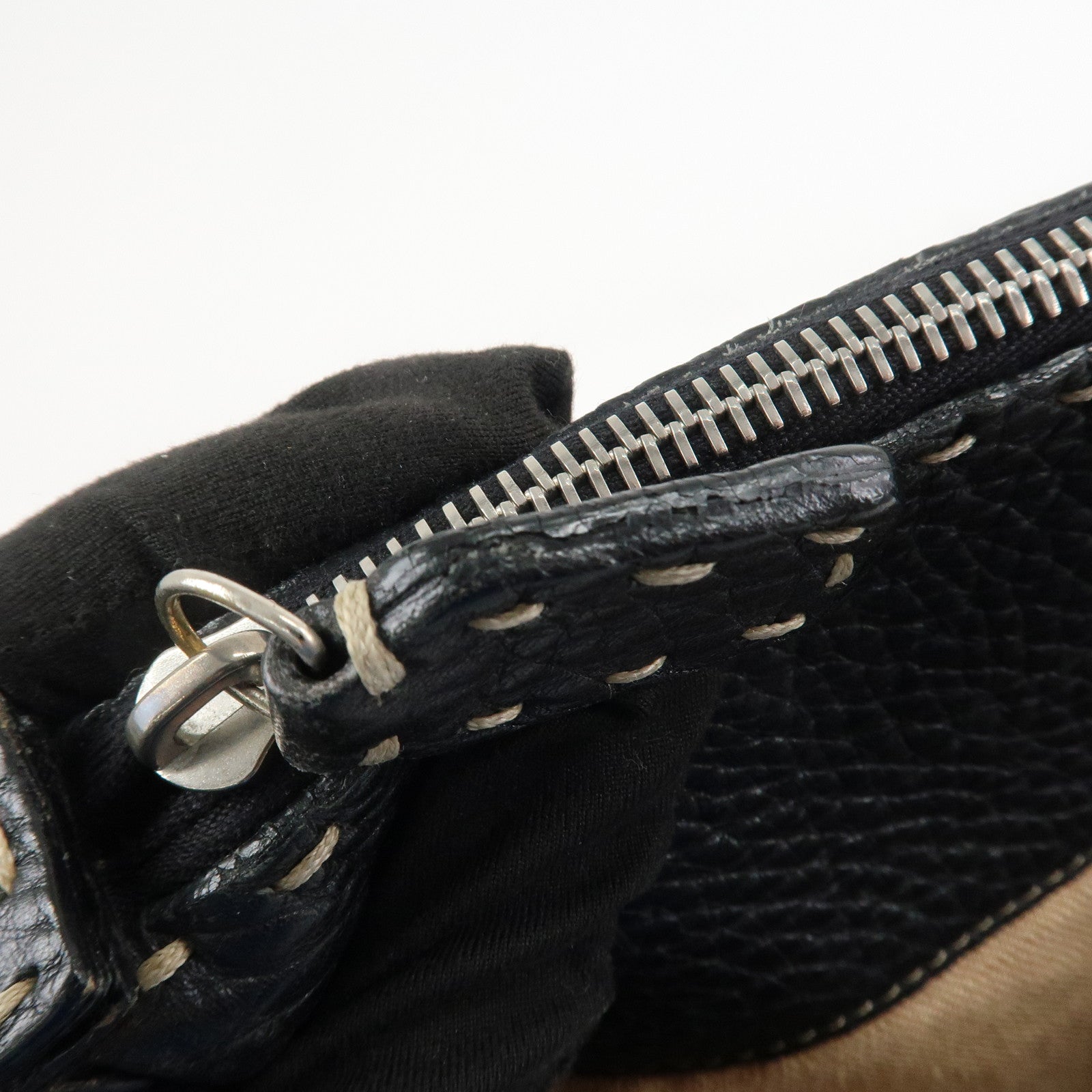 FENDI Selleria Leather Shoulder Bag Crossbody Bag Black 8BT109