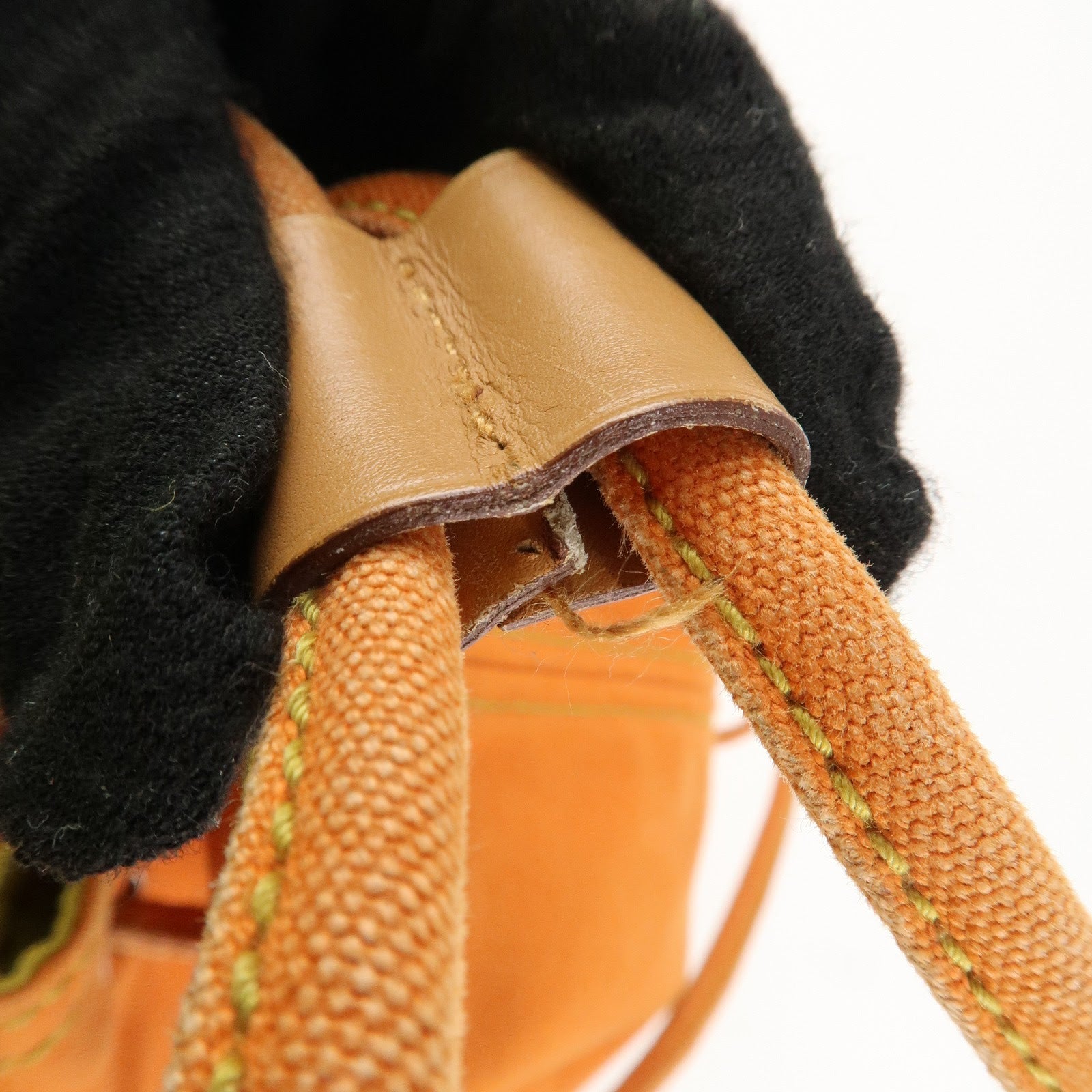 HERMES Leather Canvas Leather Porochon Mimil PM Shoulder Bag Orange Used