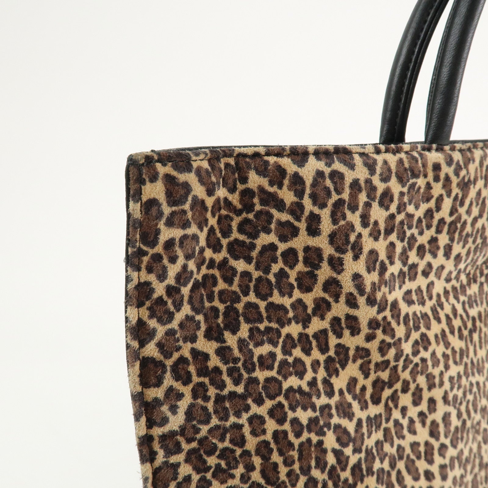 LOEWE Anagram Leather Tote Bag Leopard Black