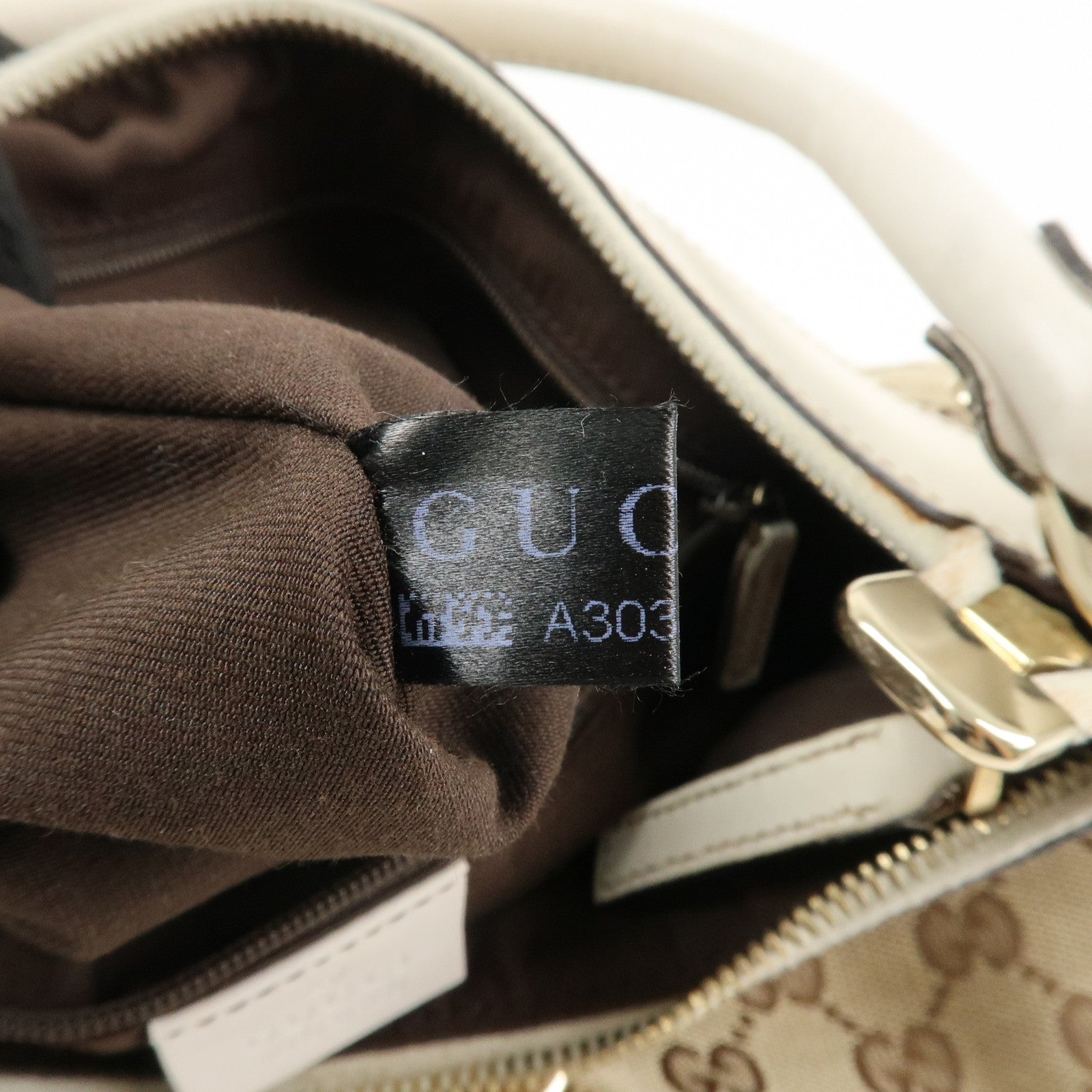 GUCCI Abbey GG Canvas Leather Shoulder Bag Beige White 190525