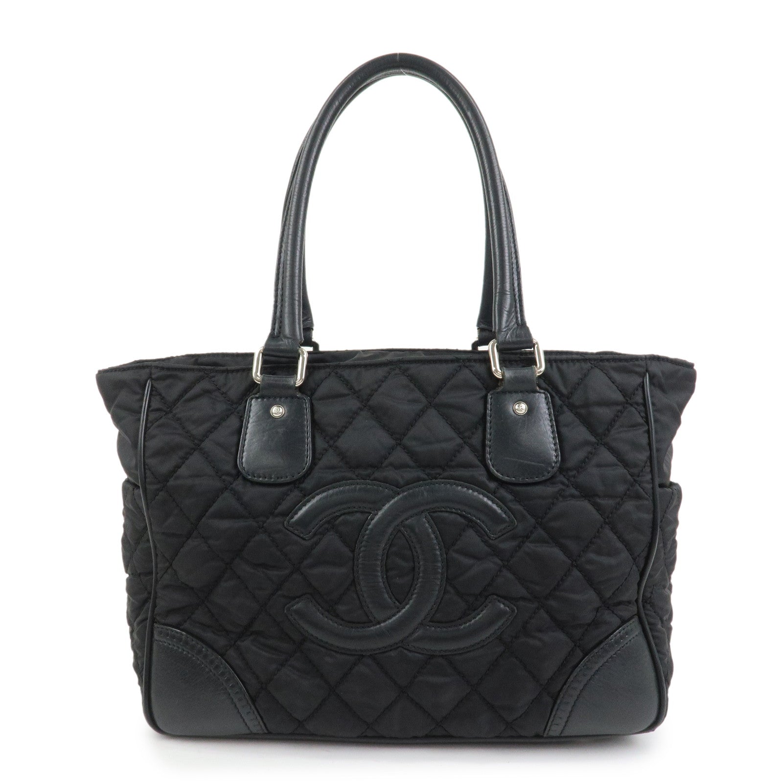 CHANEL Paris New York COCO Mark Nylon Leather Tote Bag Black A33100