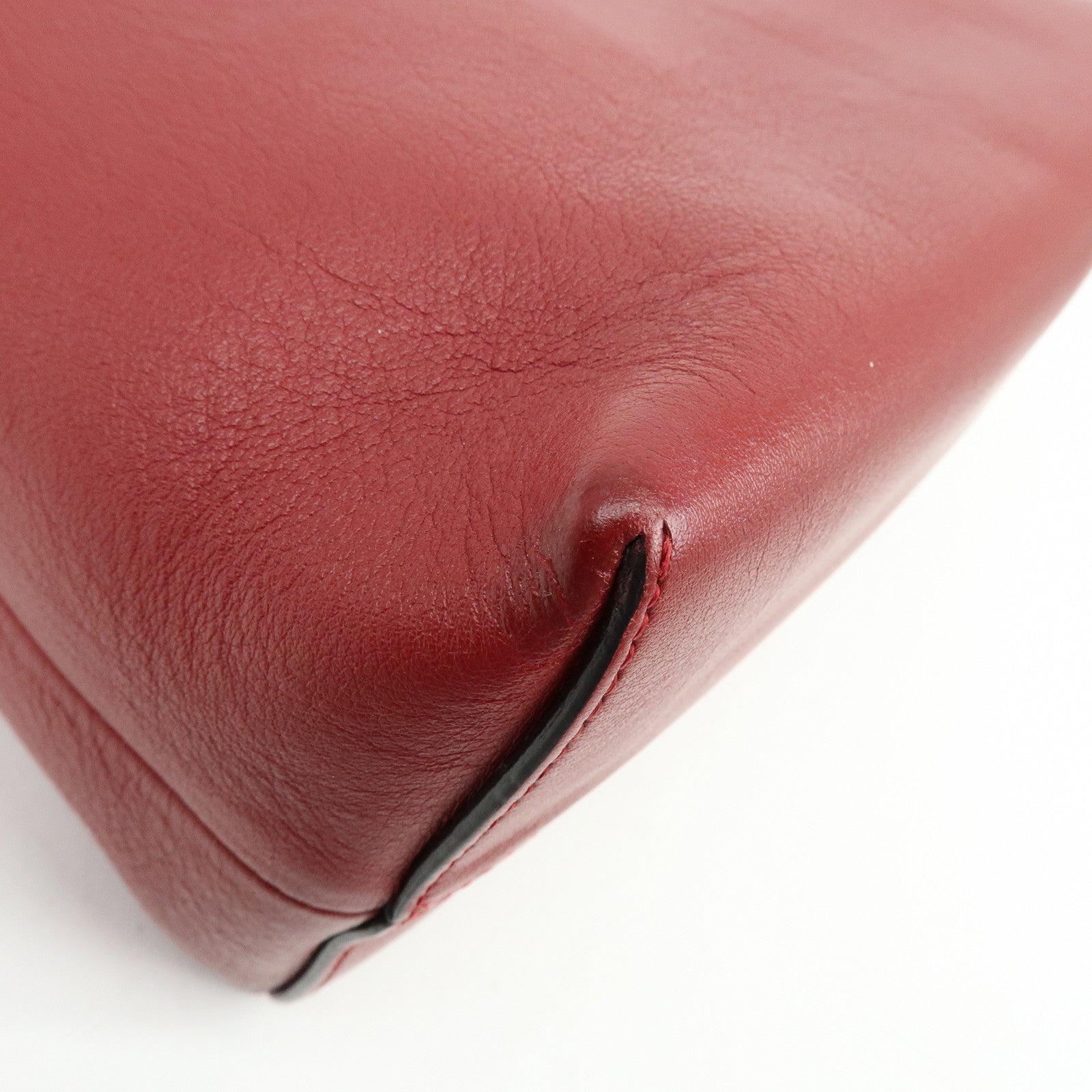 FENDI By The Way Leather 2Way Bag Hand Bag Shoulder Bag Red 8BL124