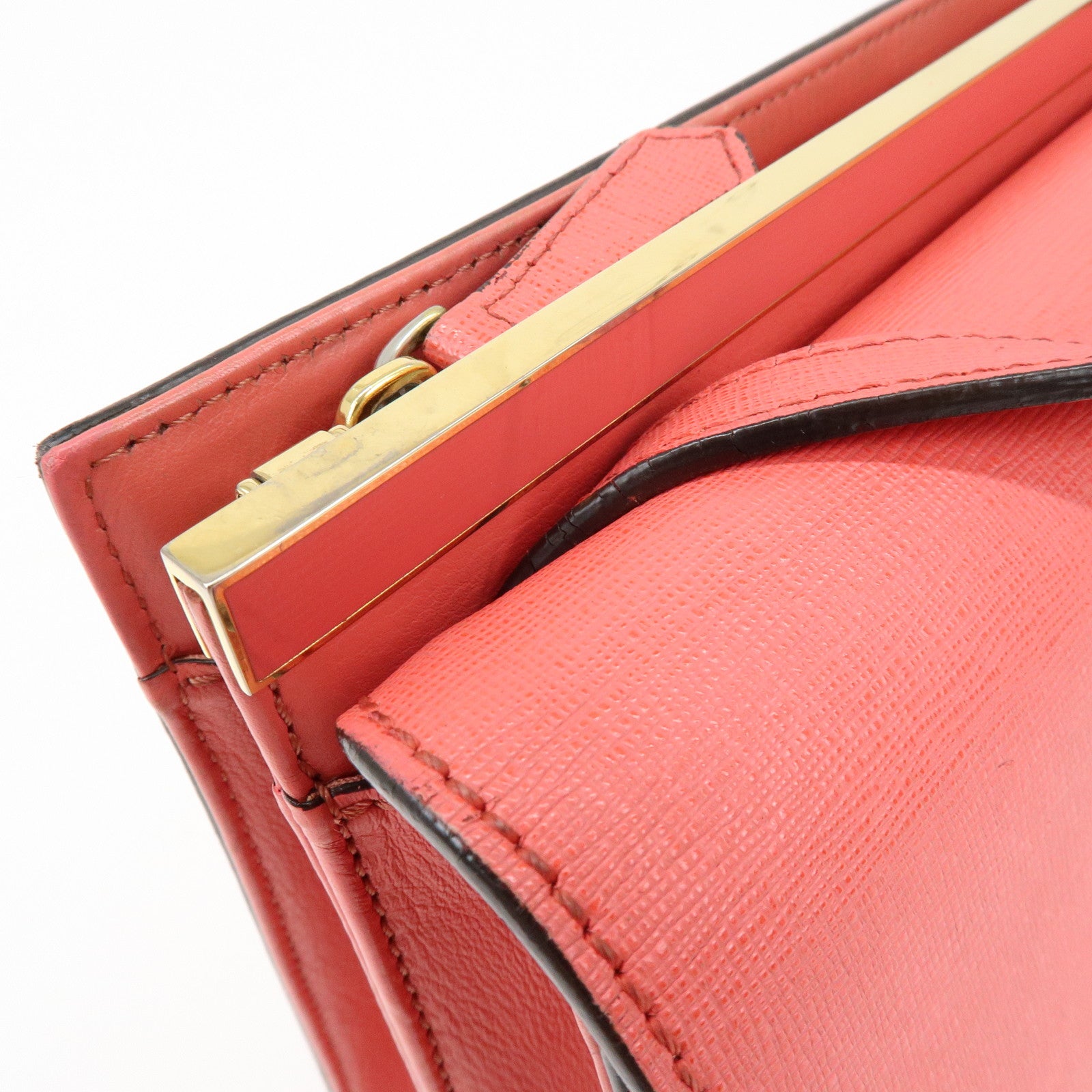 FENDI Demi Jour Leather 2Way Bag Hand Bag Shoulder Bag Coral 8BT222