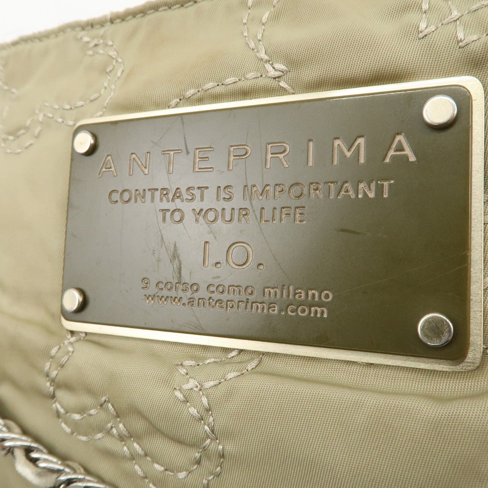 ANTEPRIMA Logo Nylon 2Way Bag Hand Bag Shoulder Bag Khaki
