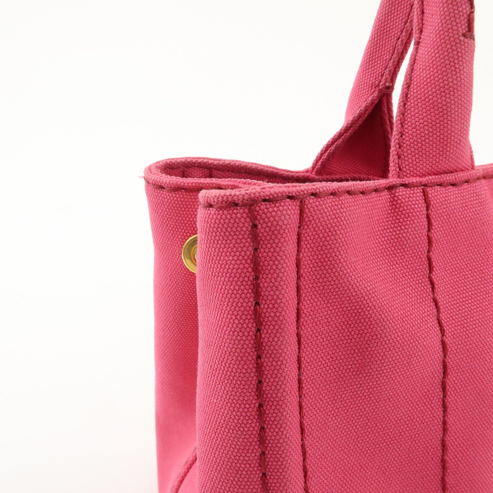 PRADA Logo Canapa Mini Canvas 2Way Tote Bag Pink 1BG439 Used