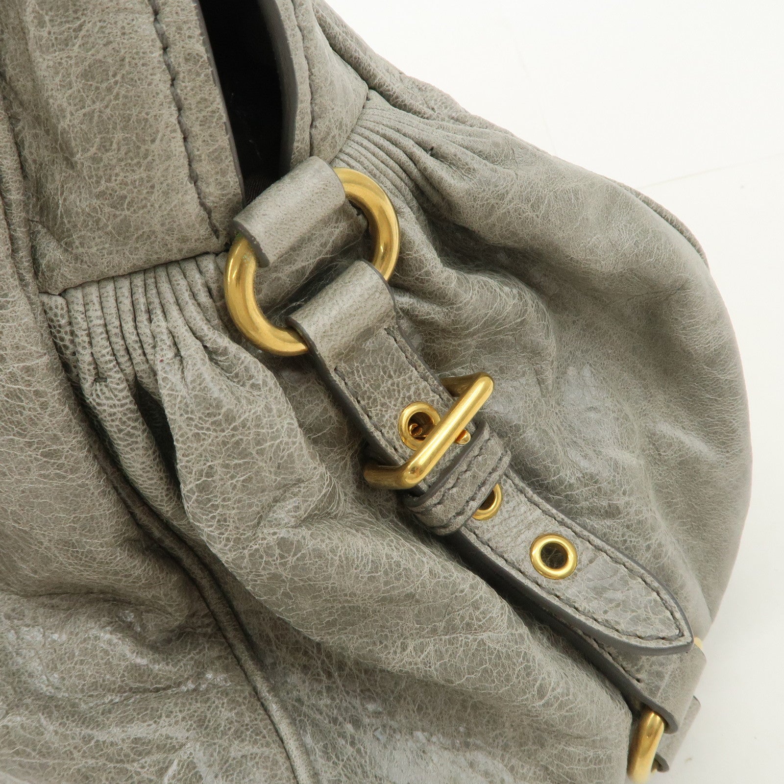 MIU MIU Nappa Leather Hand Bag Emerald Green Used