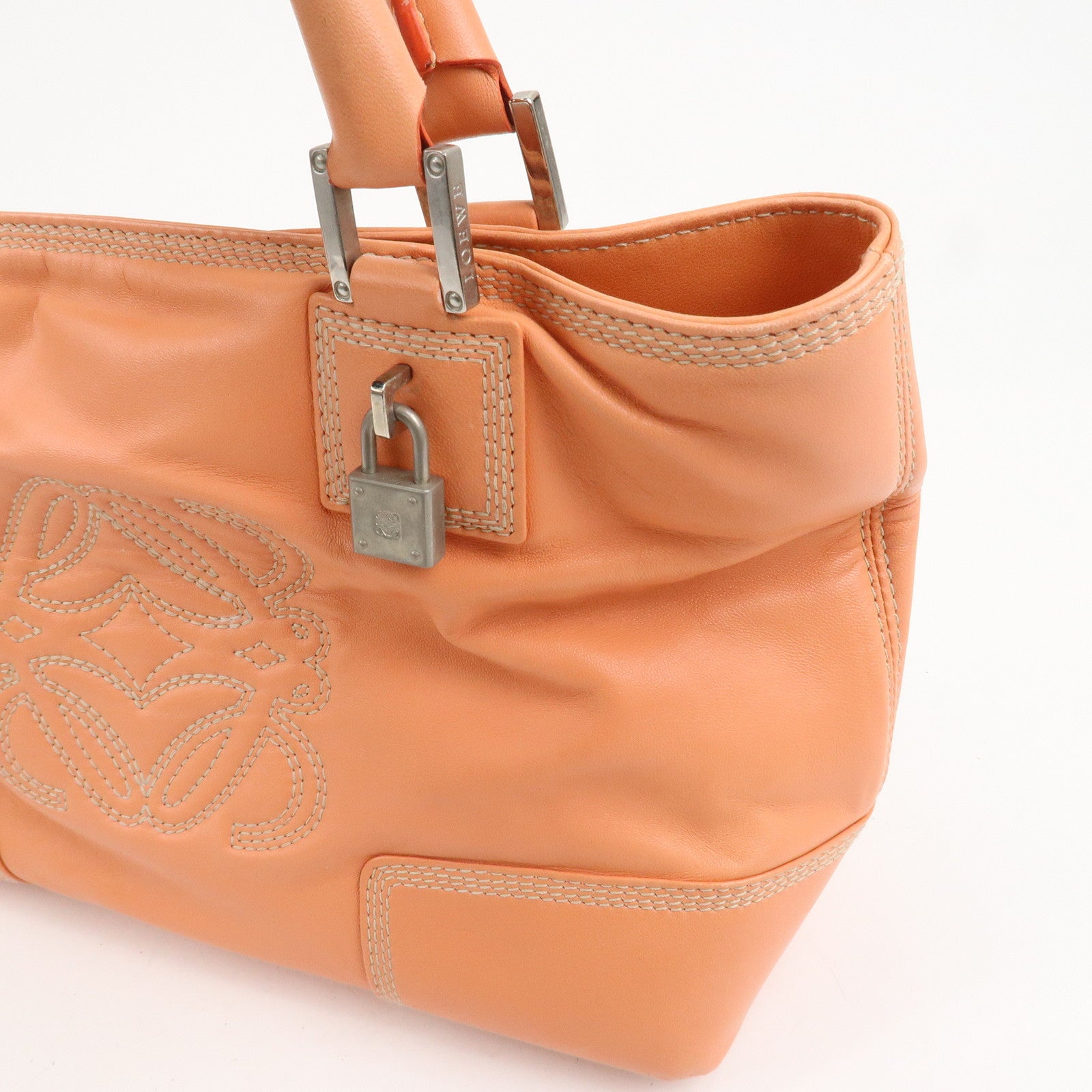 LOEWE Anagram Nappa Leather Hand Bag Tote Bag Pink