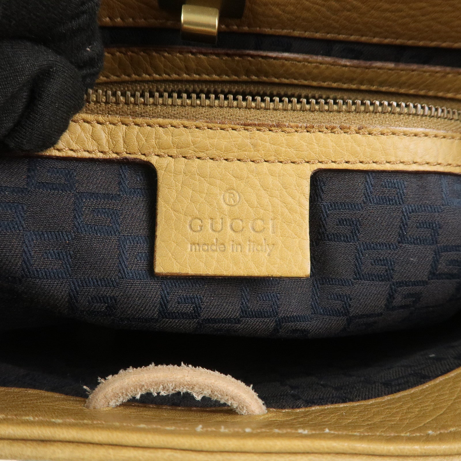 GUCCI Leather Shoulder Bag Hand Bag Beige 108964