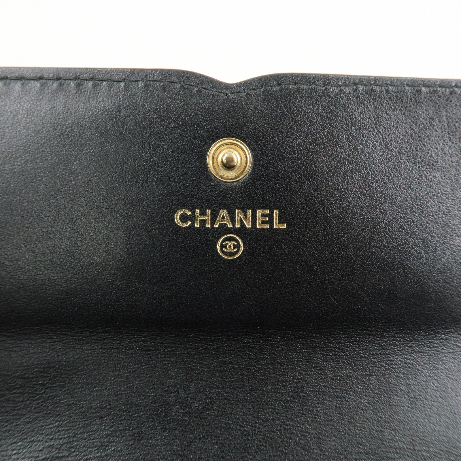 CHANEL Matelasse Caviar Skin CC Filigree Long Wallet Black A84448 Used