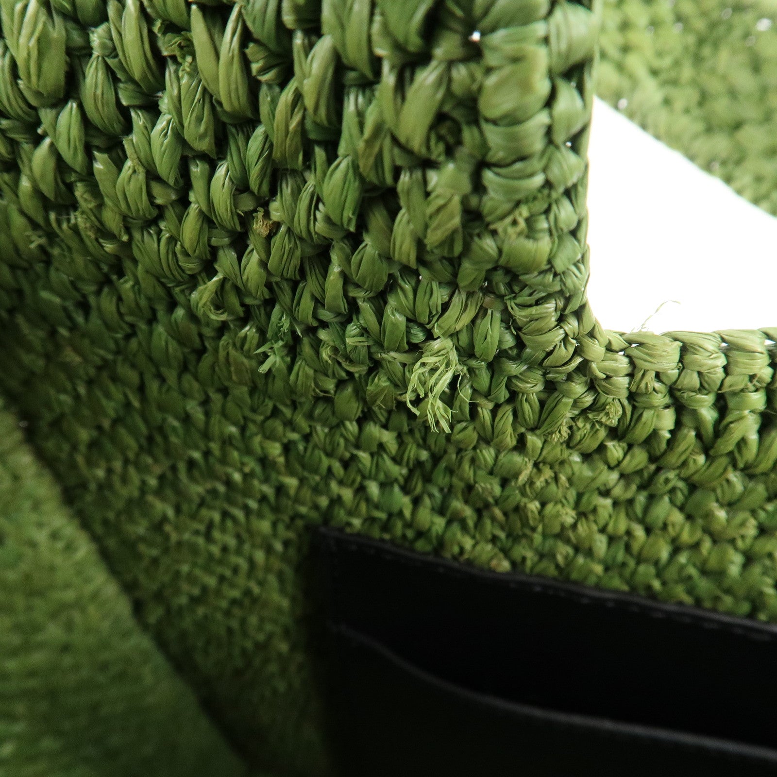 LOEWE Leather Raffia Logo 2Way Tote Bag Shoulder Bag Green Used