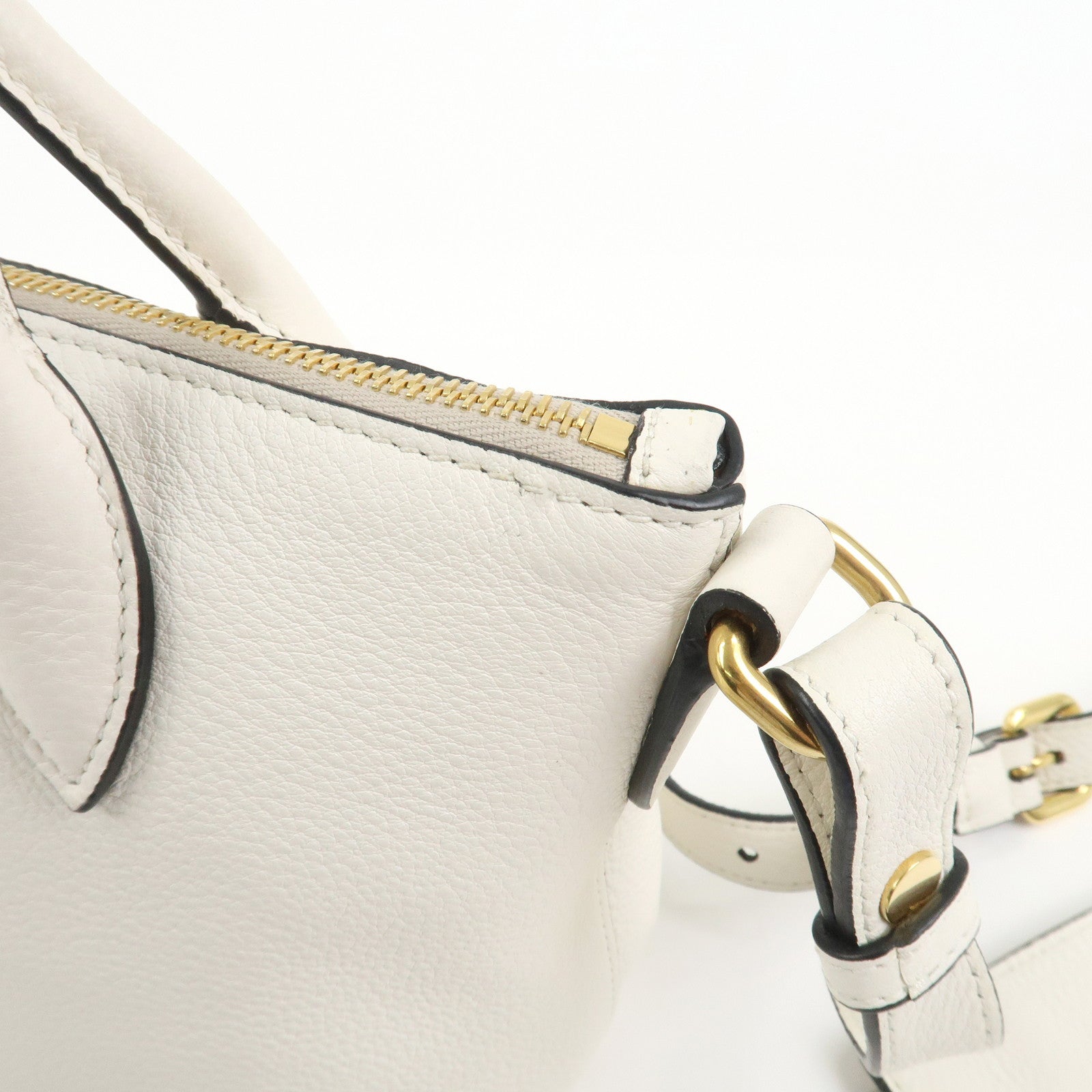 PRADA Vitello Daino Leather 2Way Bag Hand Shoulder Bag White 1BA111