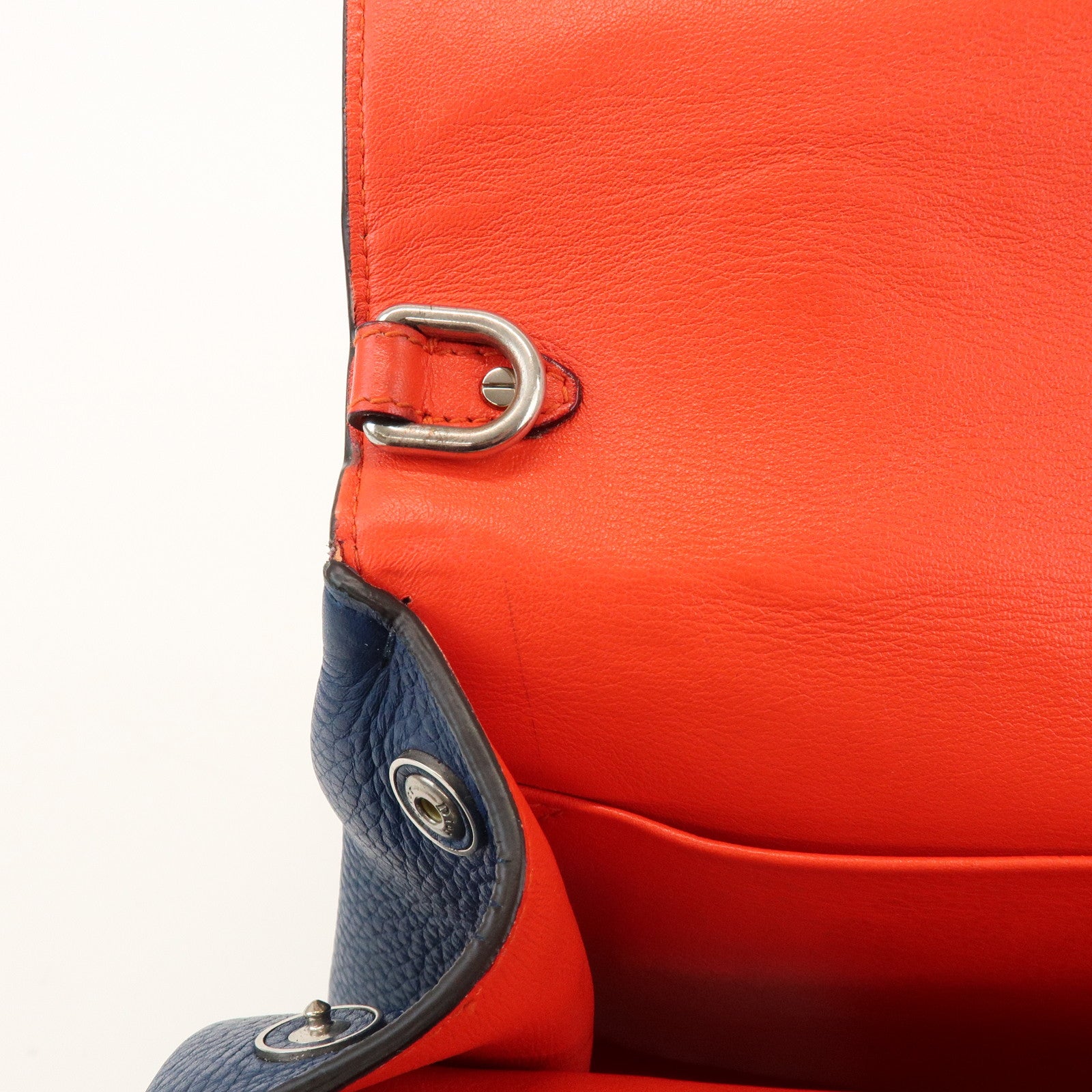 Christian Dior 2Way Leather Hand Bag Top Handle Bag Blue