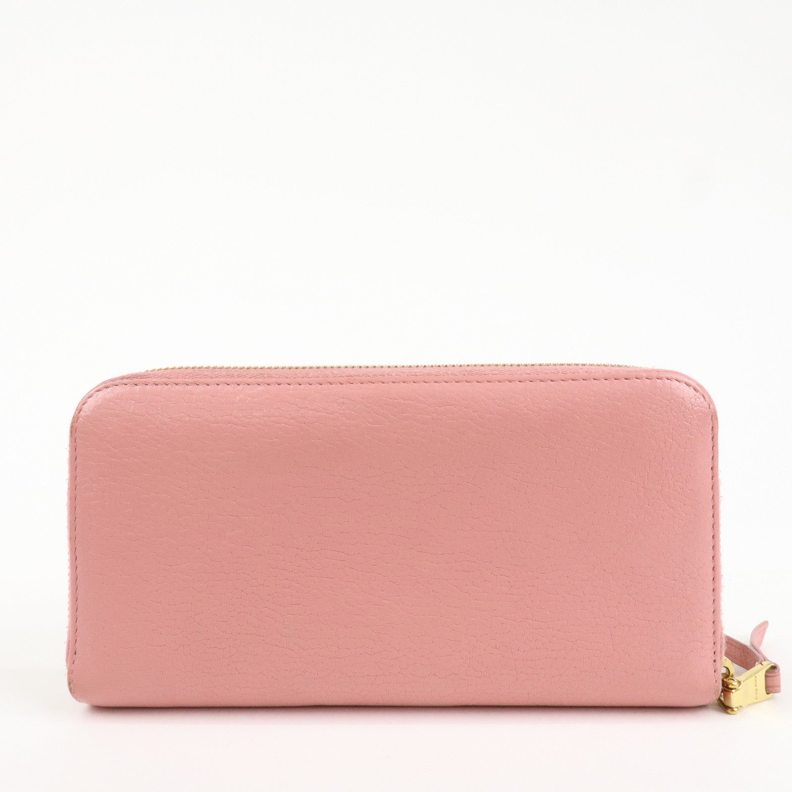 MIU MIU Leather Round Zippy Wallet Long Wallet Pink 5ML506 Used