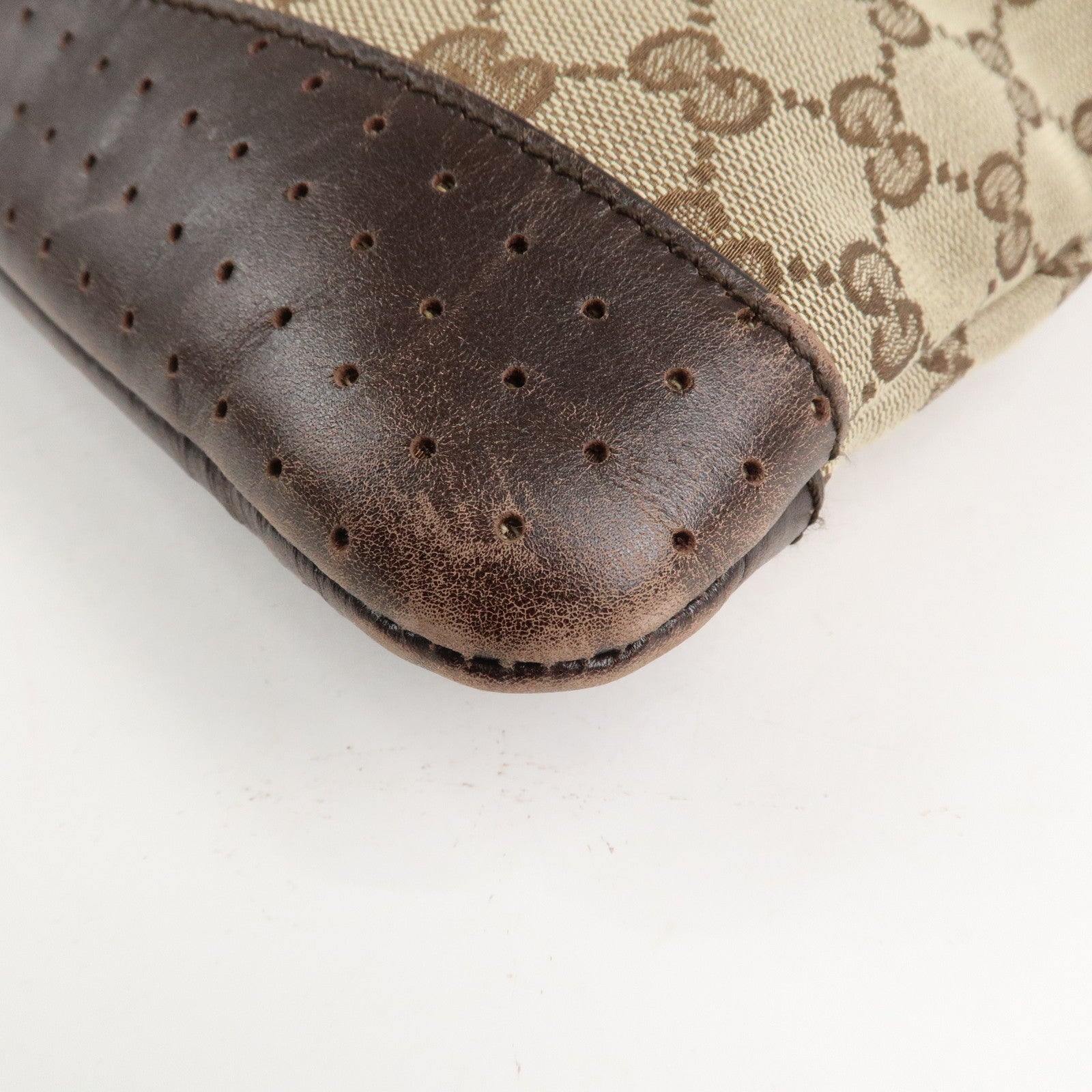 GUCCI GG Canvas Leather Shoulder Bag Crossbody Bag Brown 145857 Used