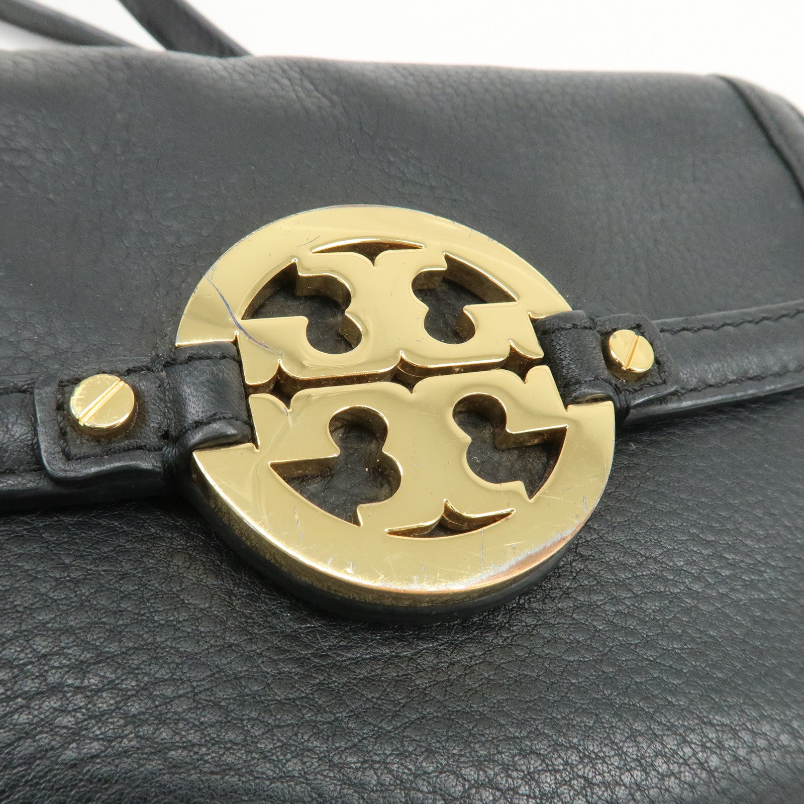 TORY BURCH Logo Leather Shoulder Bag Crossbody Bag Black