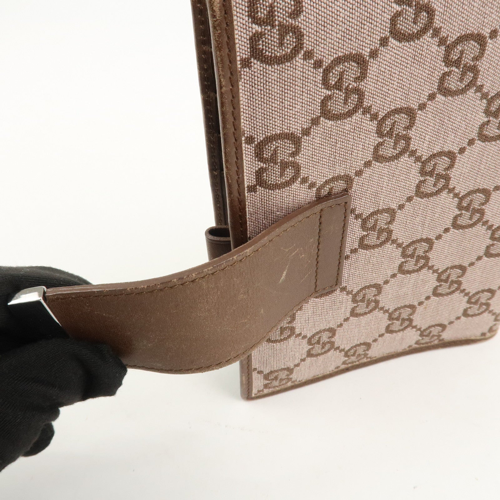GUCCI GG Canvas Leather Agenda Cover Pink Brown 031.3661.1069