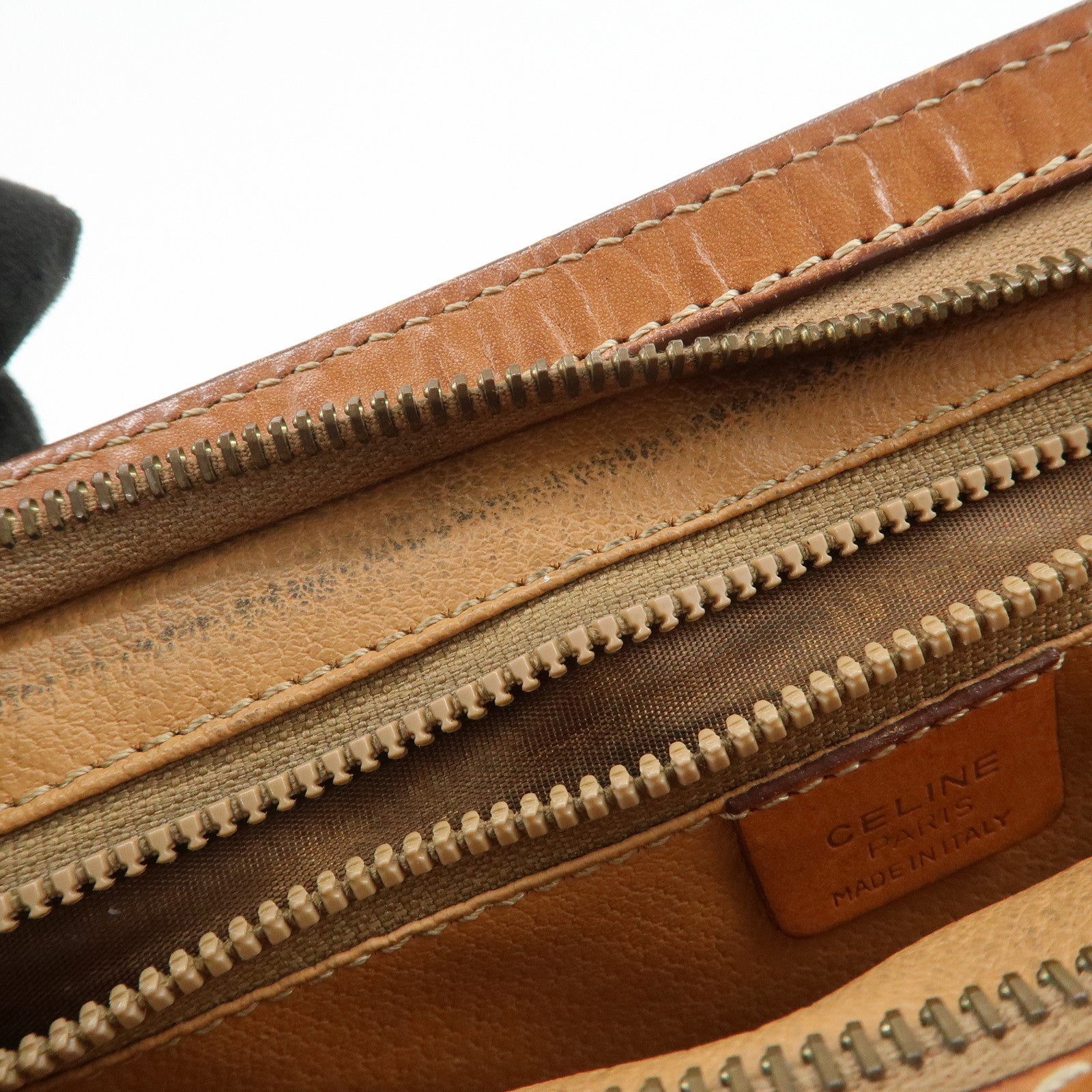 CELINE Macadam PVC Logo Leather Clutch Bag Brown