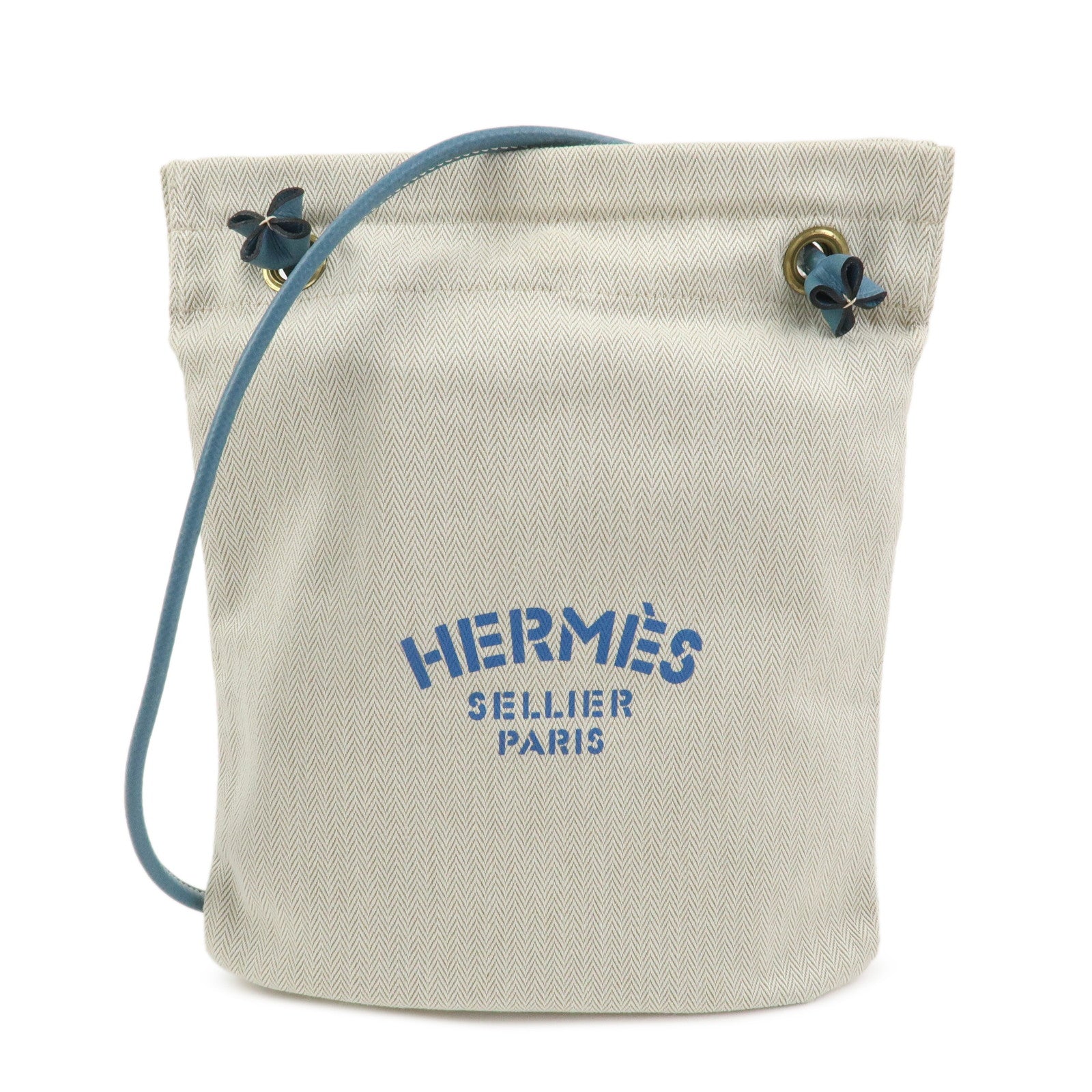 HERMES Aline PM Canvas Leather Shoulder Bag Blue