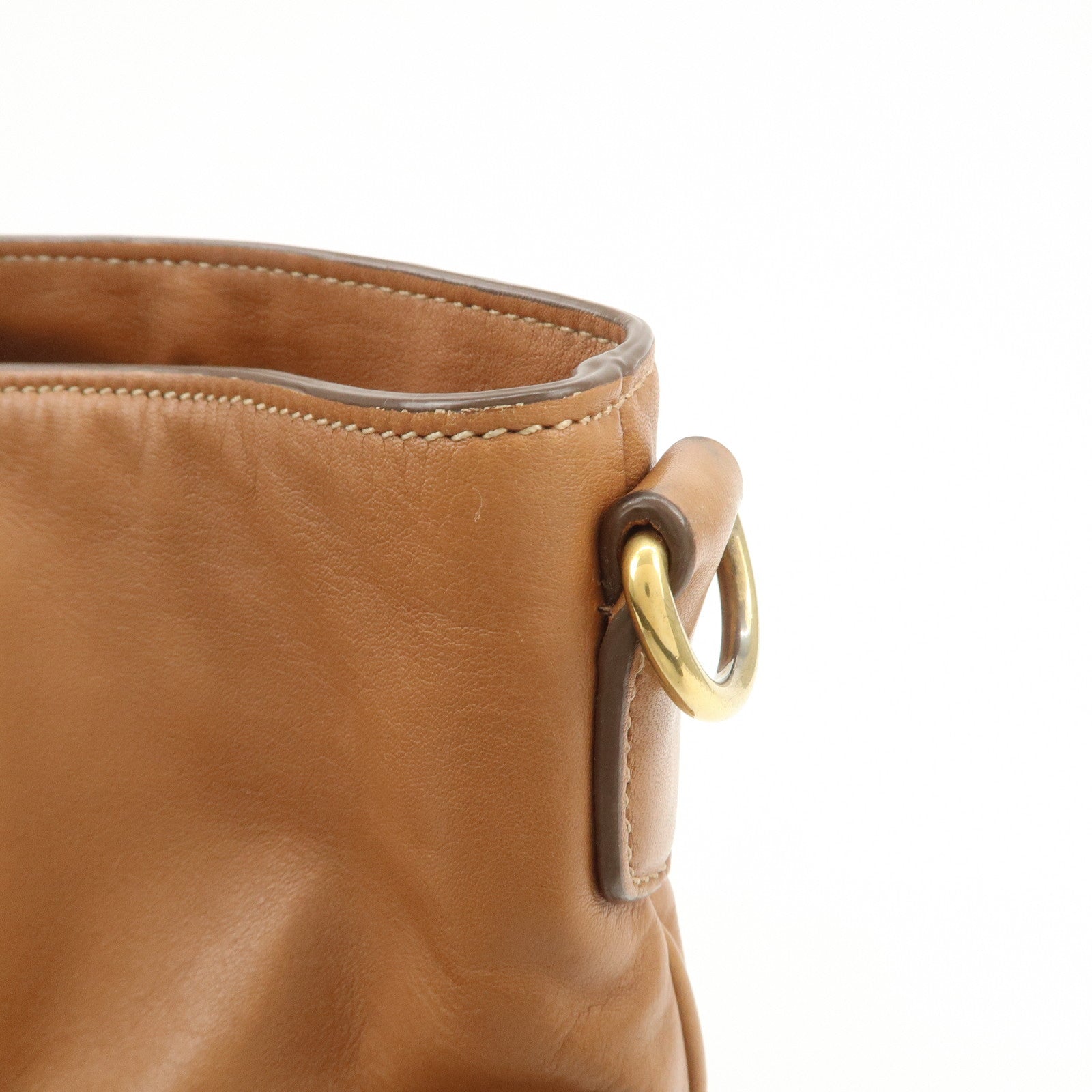 PRADA Calf Leather 2Way Bag Hand Bag Shoulder Bag Brown BN1902