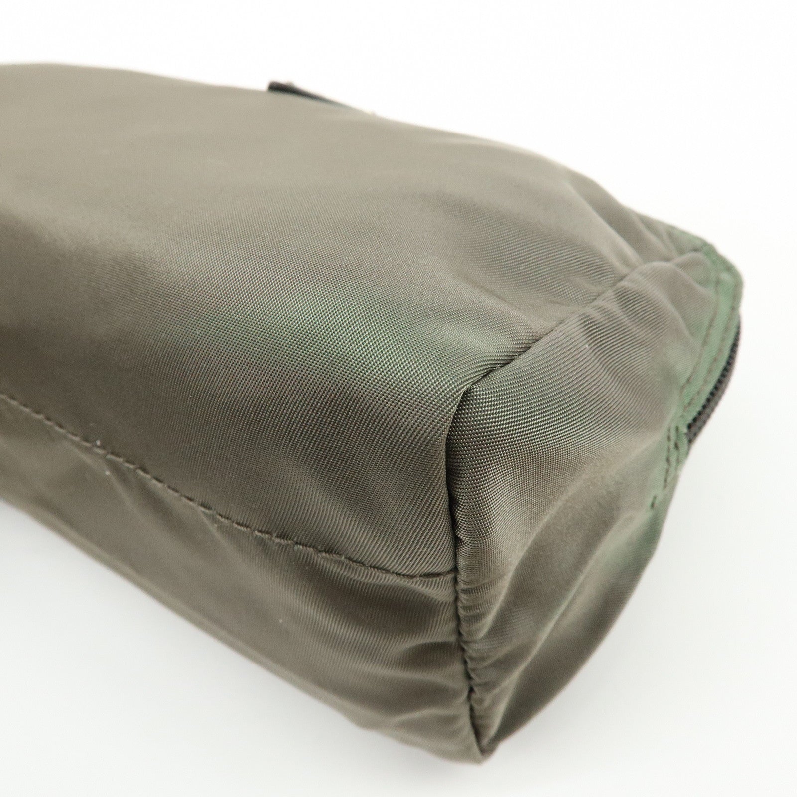 PRADA Triangle Logo Set of 2 Nylon Pouch Cosmetic Pouch Red Khaki