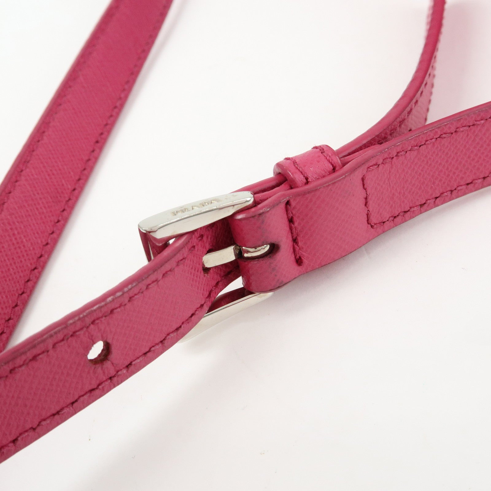 PRADA Triangle Logo Nylon Leather Shoulder Bag Pink BT1010